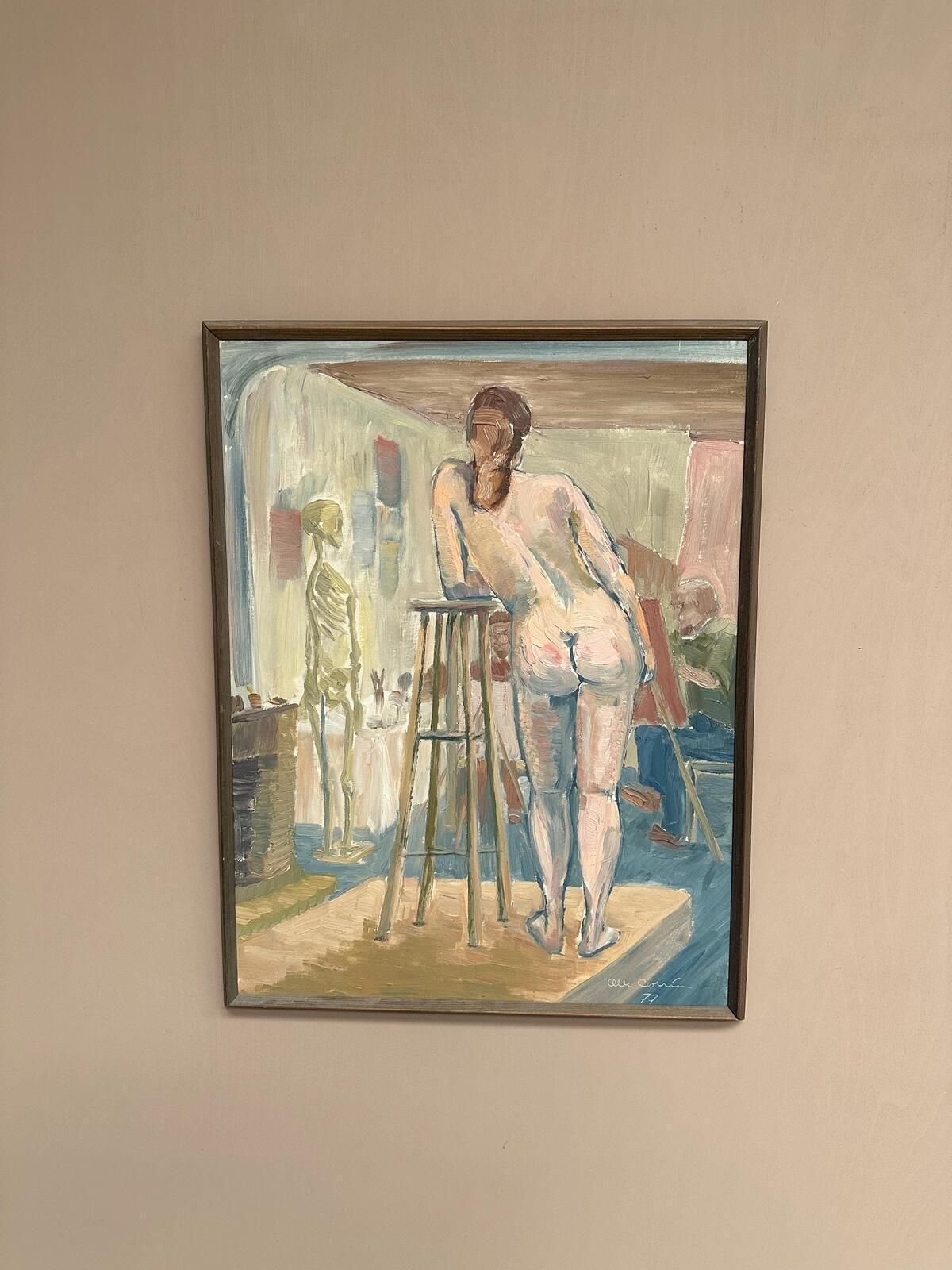 photo for sale “Female Model In The Studio” By Olle C – Dated 1977 Oil On Canvas.