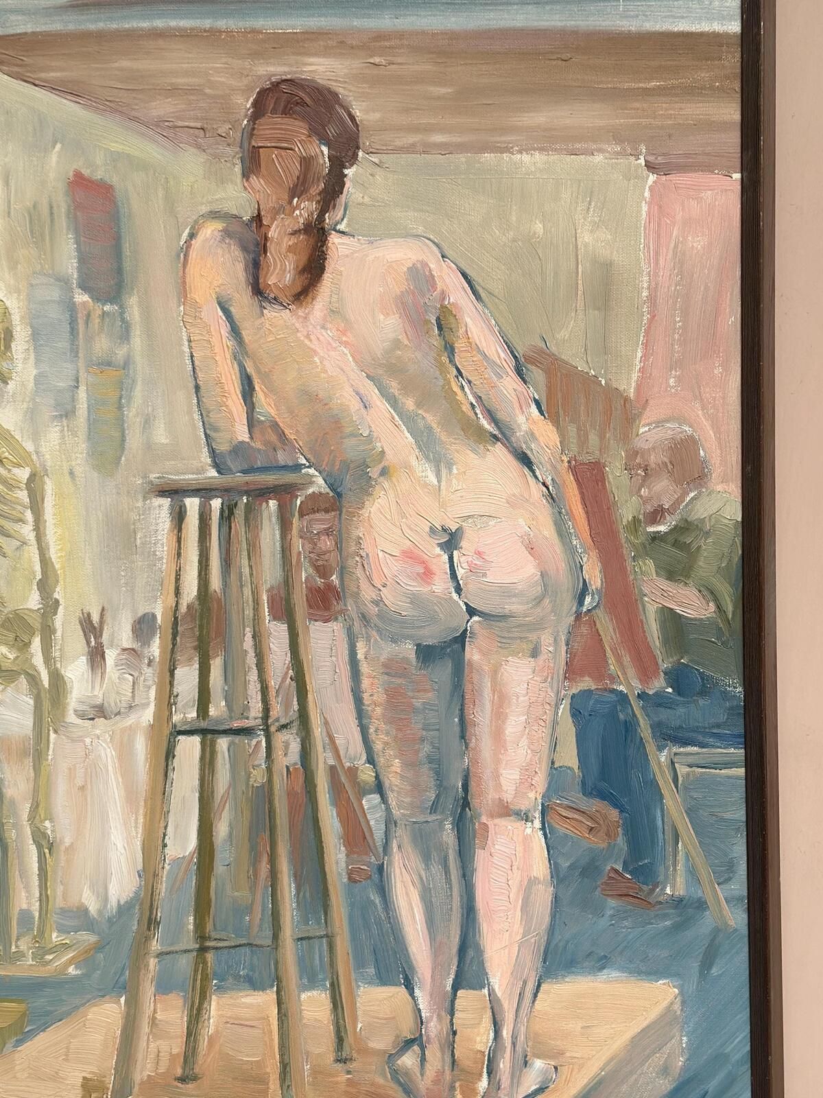 425.0 “Female Model In The Studio” By Olle C – Dated 1977 Oil On Canvas. photo