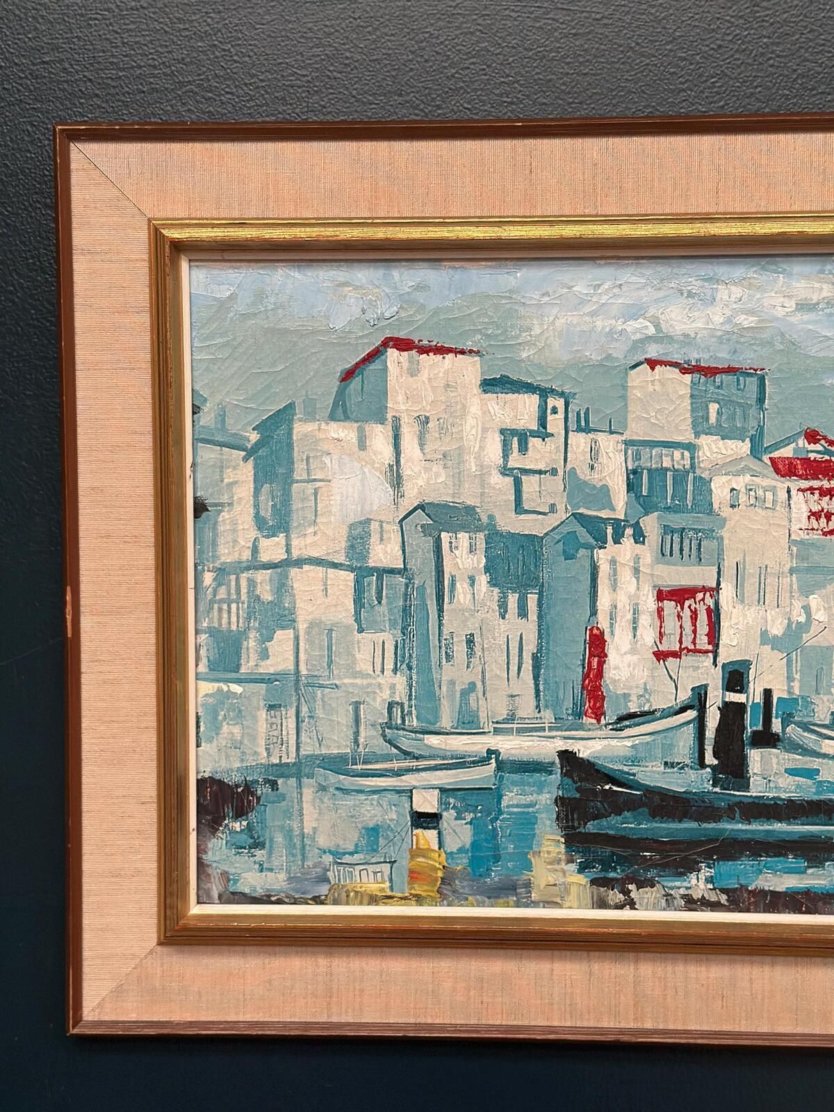 “Harbor Scene” By Costa Oil On Canvas Painting. photo for sale