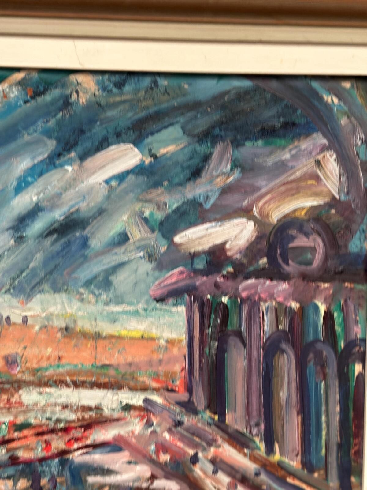 photo furniture “The Harbor Arches” Oil On Canvas Painting.