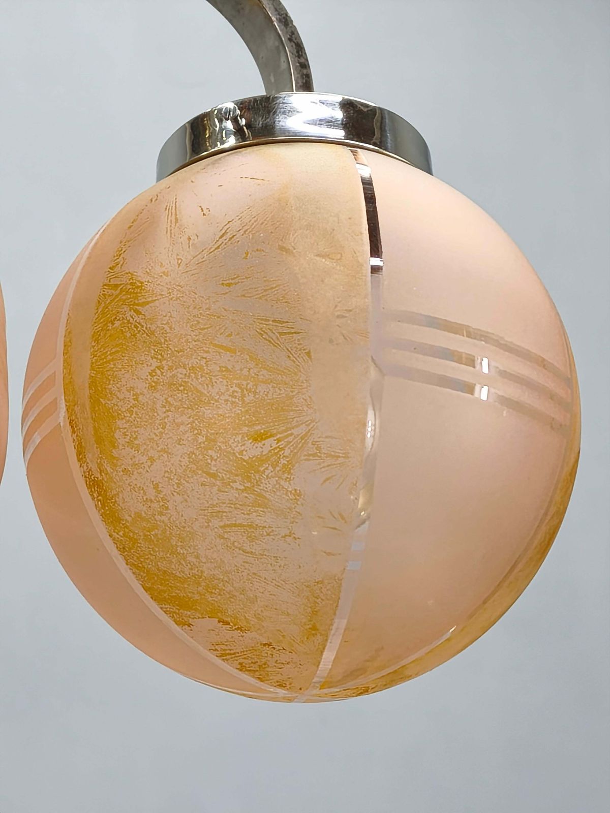 Art Deco Pink Glass Chandelier, Czechoslovakia, 1940s photo 978.0