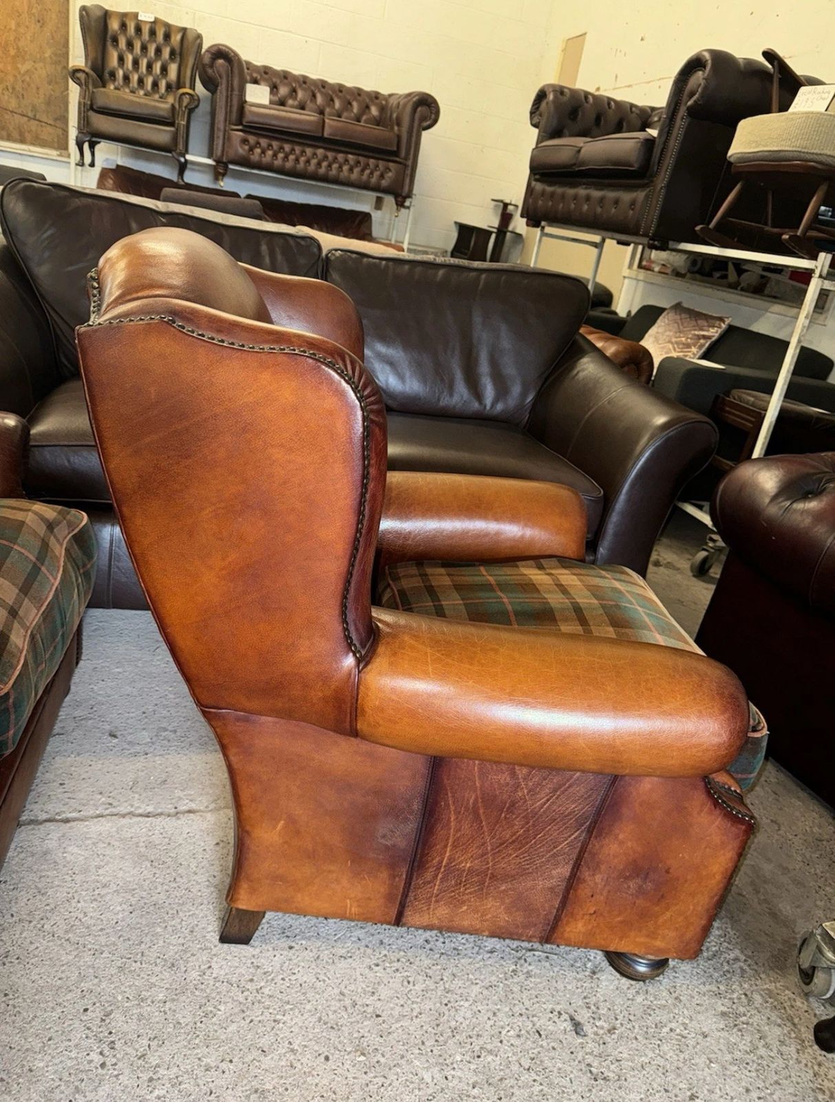 Tetrad Tan Real Leather Wingback Chair photo Furniture