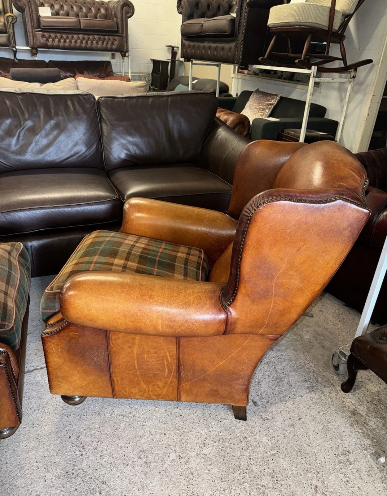 photo for sale Tetrad Tan Real Leather Wingback Chair