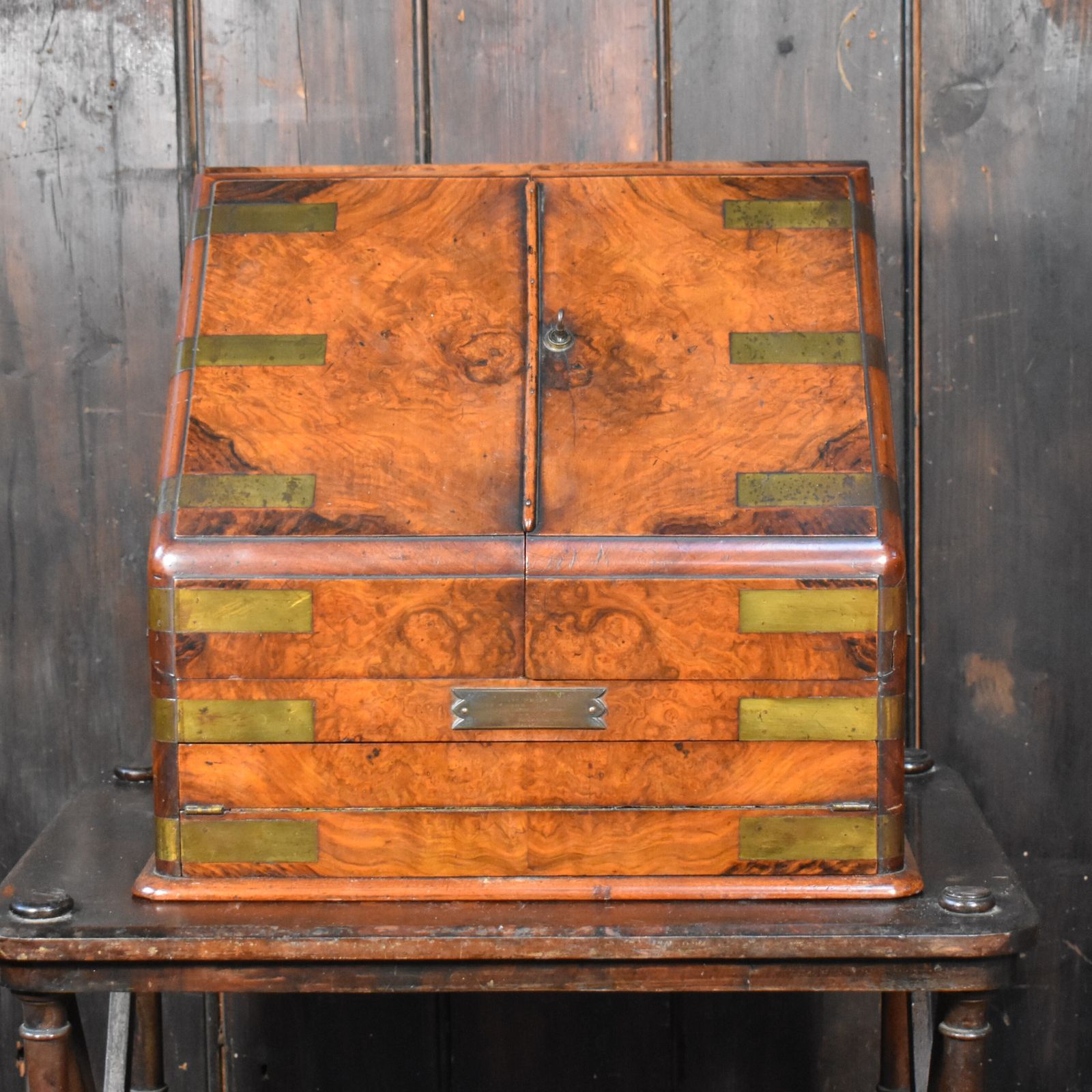 Antique 1881 James Shoolbred Walnut Campaign Stationery Tottenham House Cabinet photo Furniture