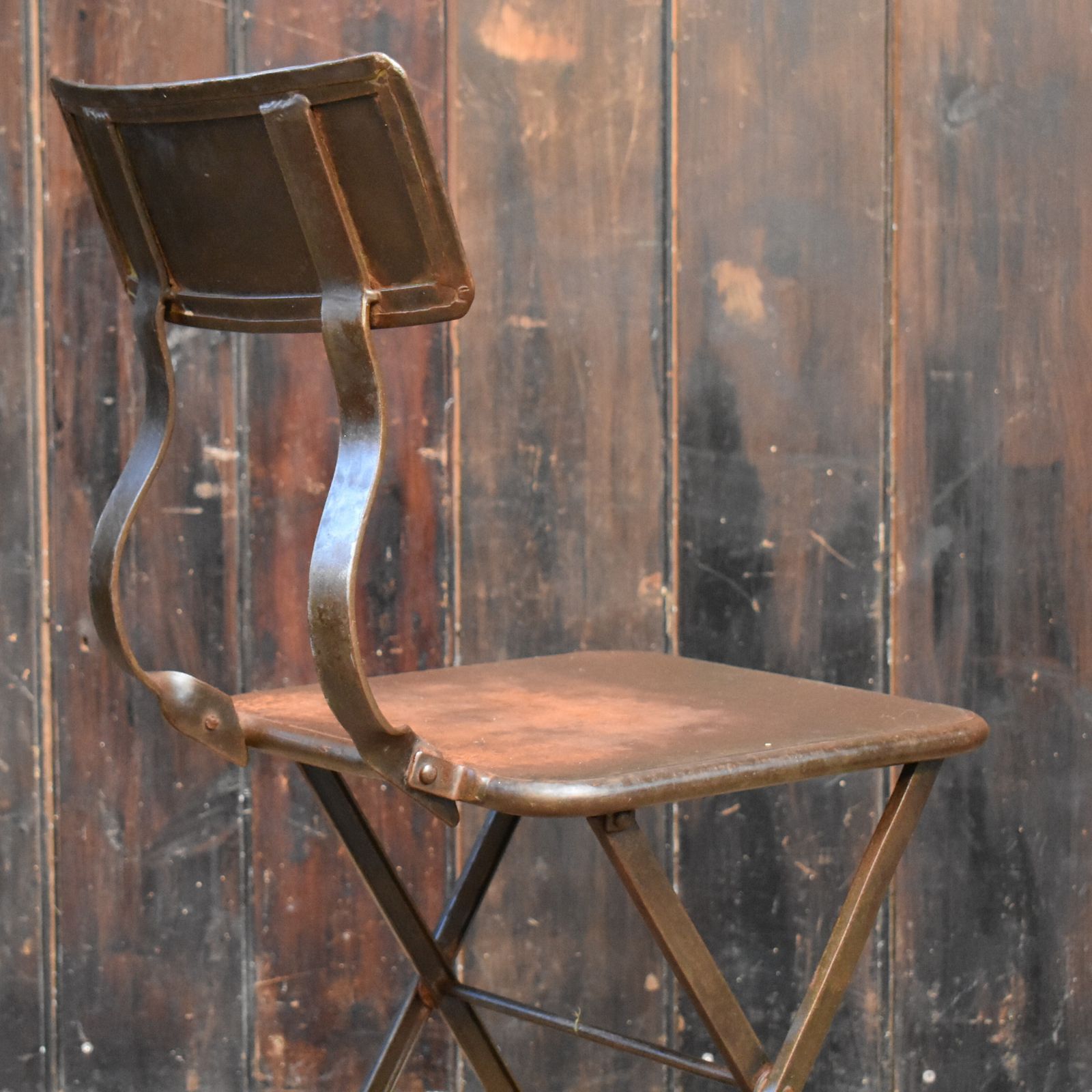 Antique Handmade Industial Machinist Workshop Iron Folding Bistro Garden Chair photo Garden Furniture