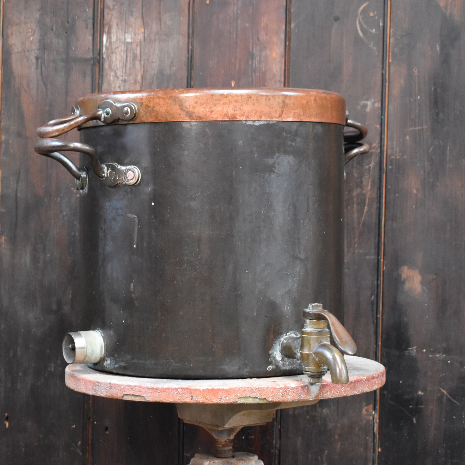 Antique 19th Century Heavy Copper & Brass Campaign Heater Cooking Vessel Urn photo Home Decor