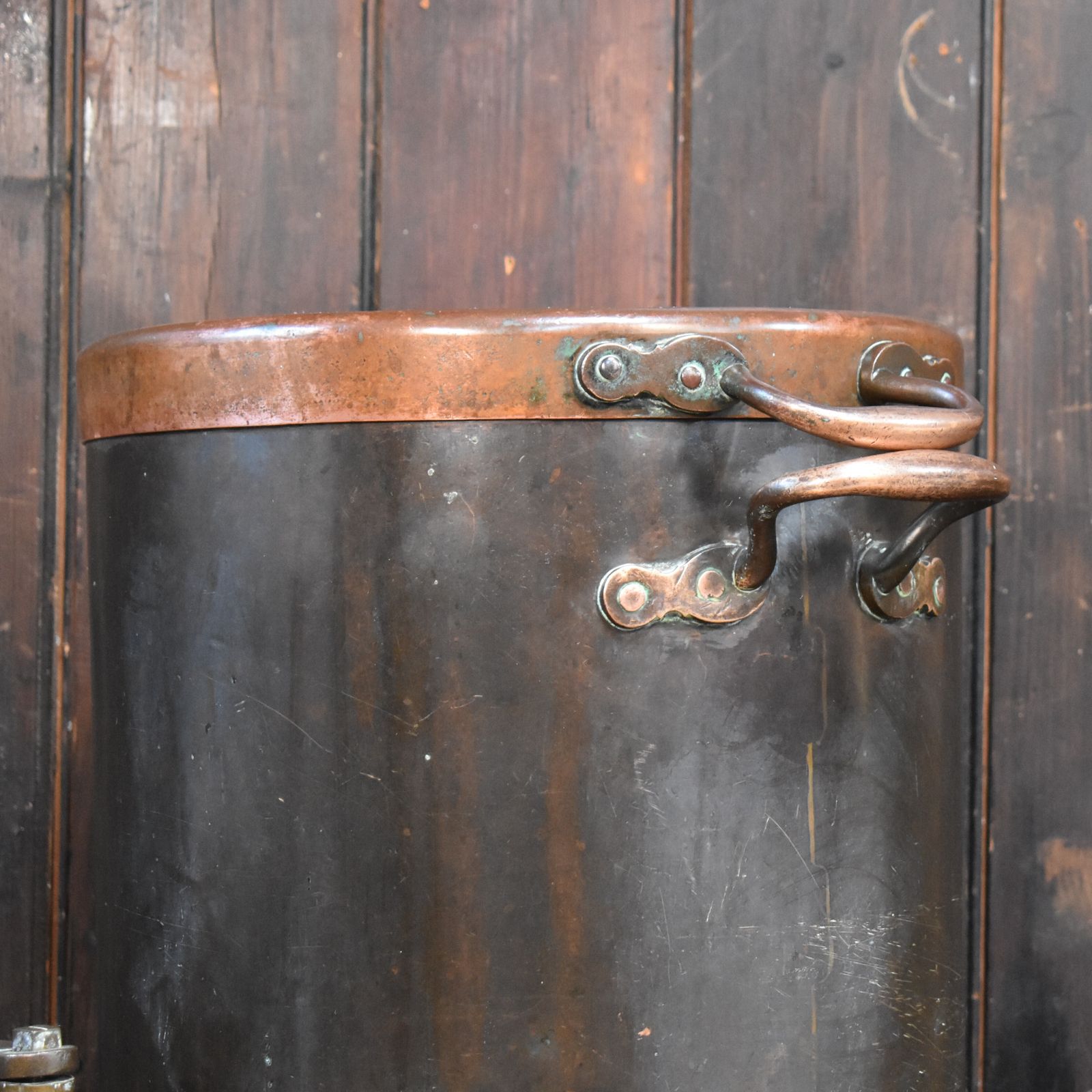 Antique 19th Century Heavy Copper & Brass Campaign Heater Cooking Vessel Urn photo buy