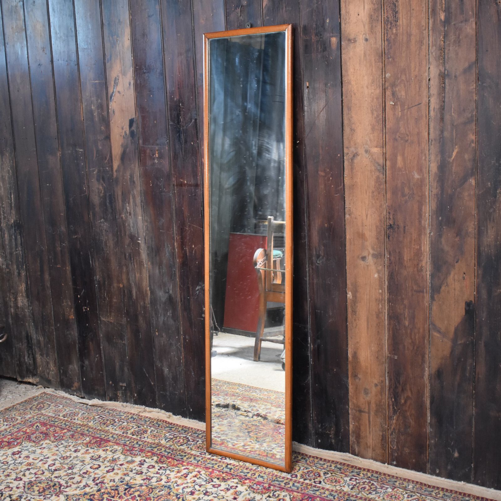 Antique Mahogany Tailors Outfitters Shop Tall Full Length Bullnose Frame Mirror photo furniture