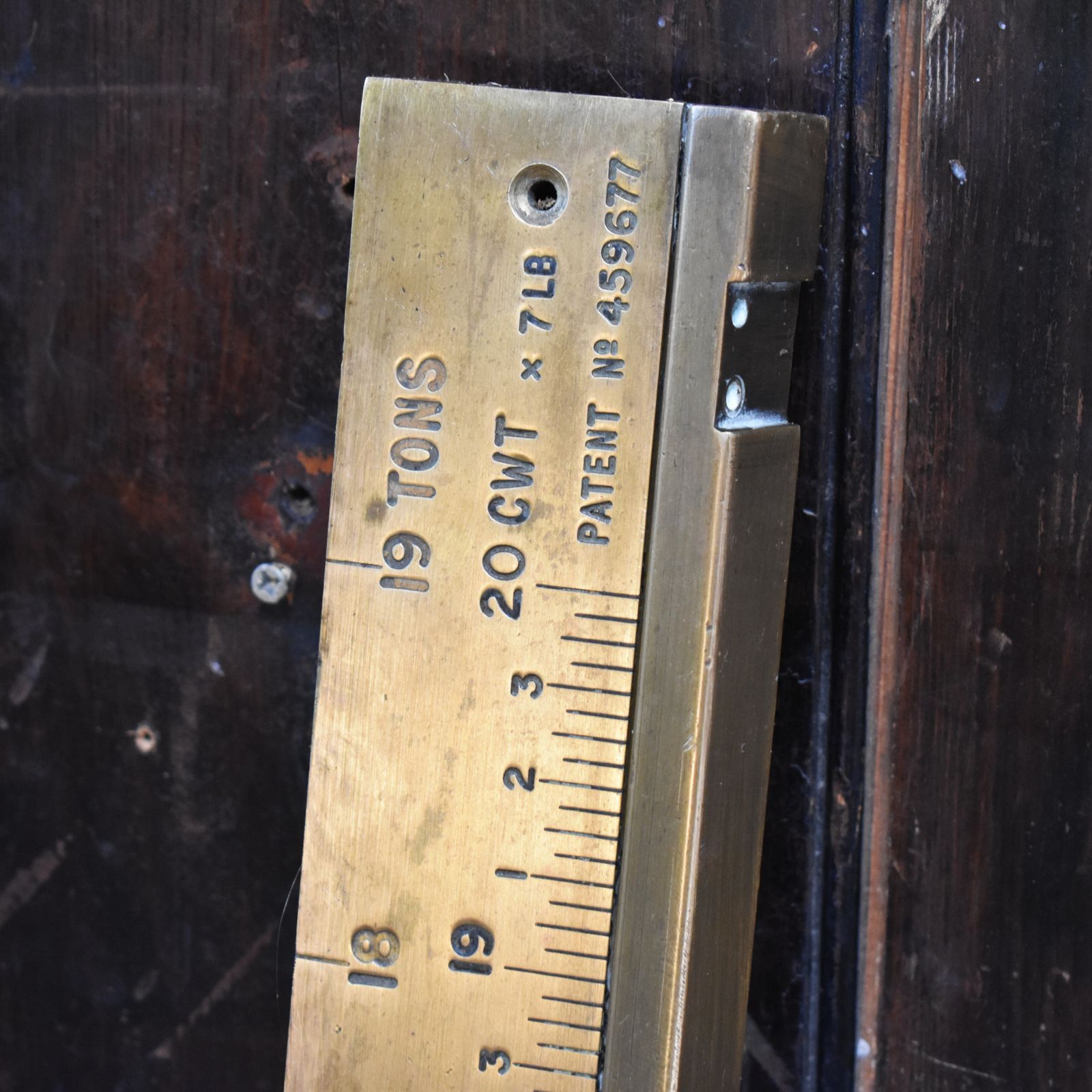 Antique Shipping Hundredweight Brass Volume Measuring Ruler Freight Rate Beam photo furniture