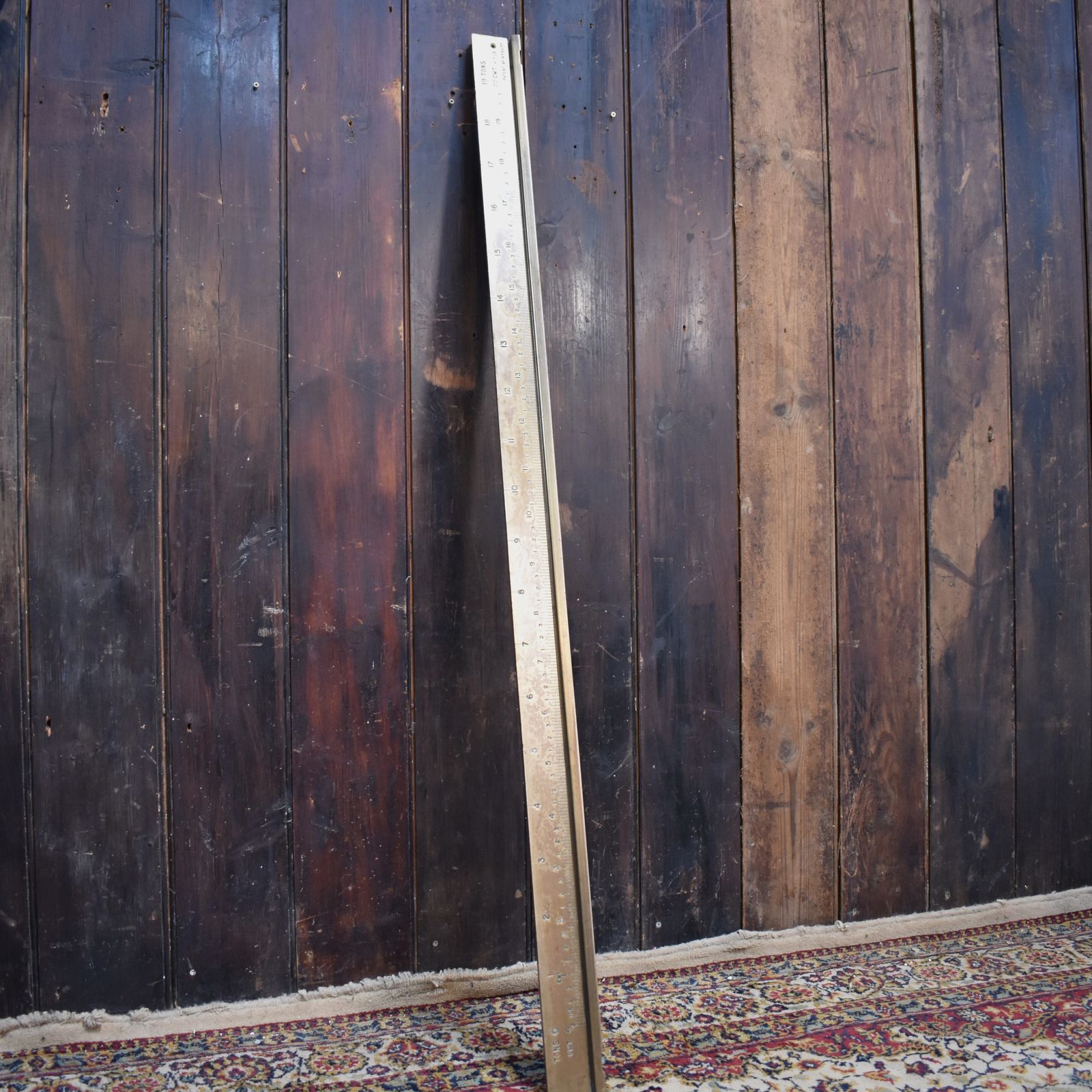 Antique Shipping Hundredweight Brass Volume Measuring Ruler Freight Rate Beam photo for sale