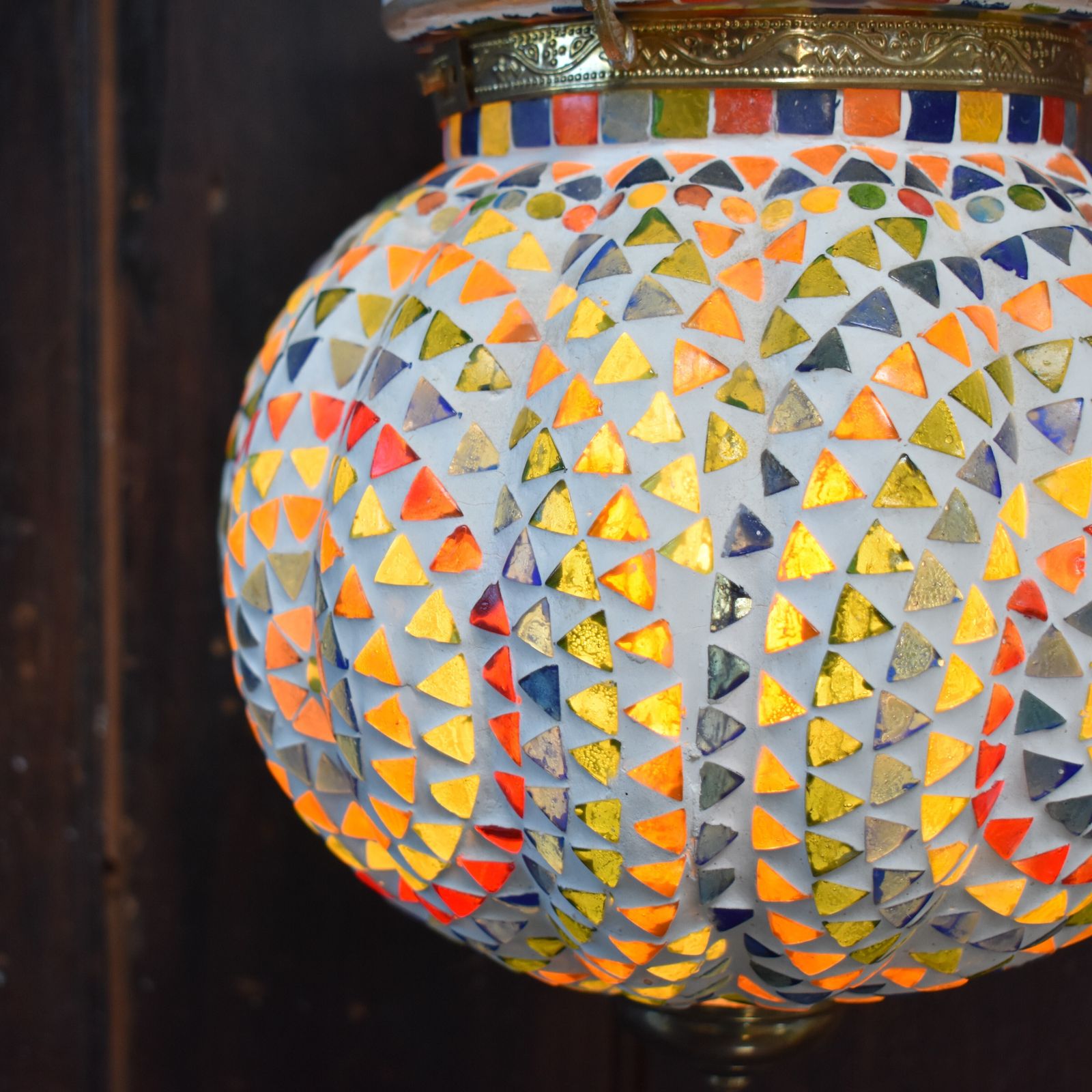 Vintage Handmade Mosaic Glass Pumpkin Hundi Hanging Pendant Light Fully Rewired photo 175.0