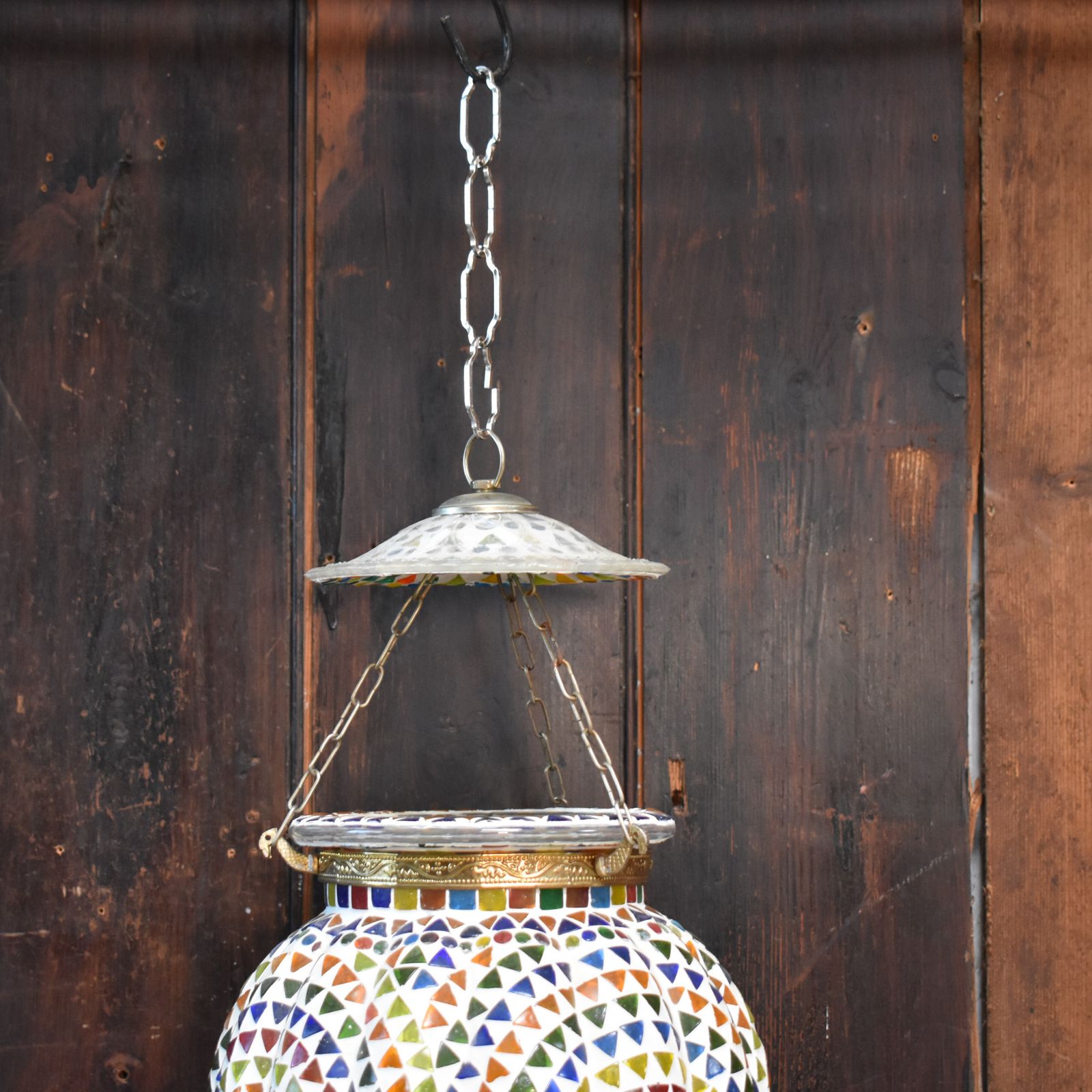 Lighting Vintage Handmade Mosaic Glass Pumpkin Hundi Hanging Pendant Light Fully Rewired photo