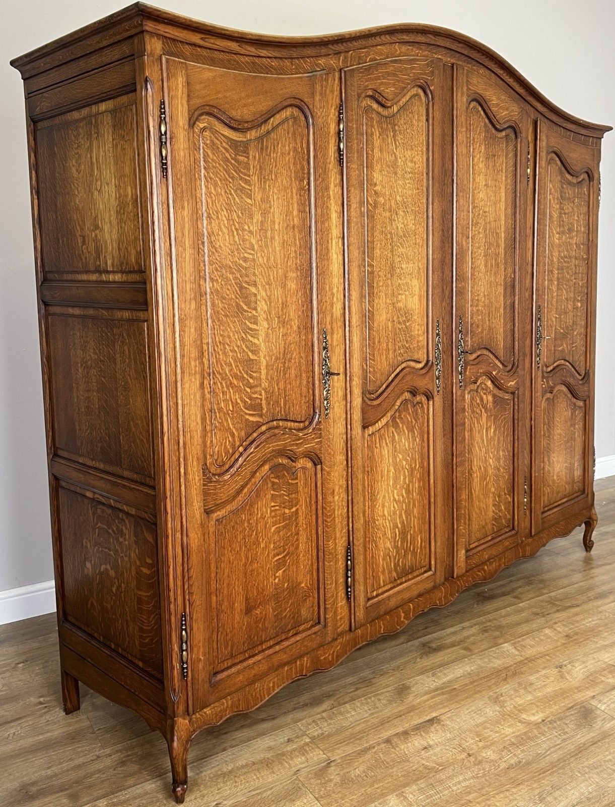 Wardrobe Vintage French Louis XVI Style Oak Four Door Carved Armoire Lot 6105 photo for sale