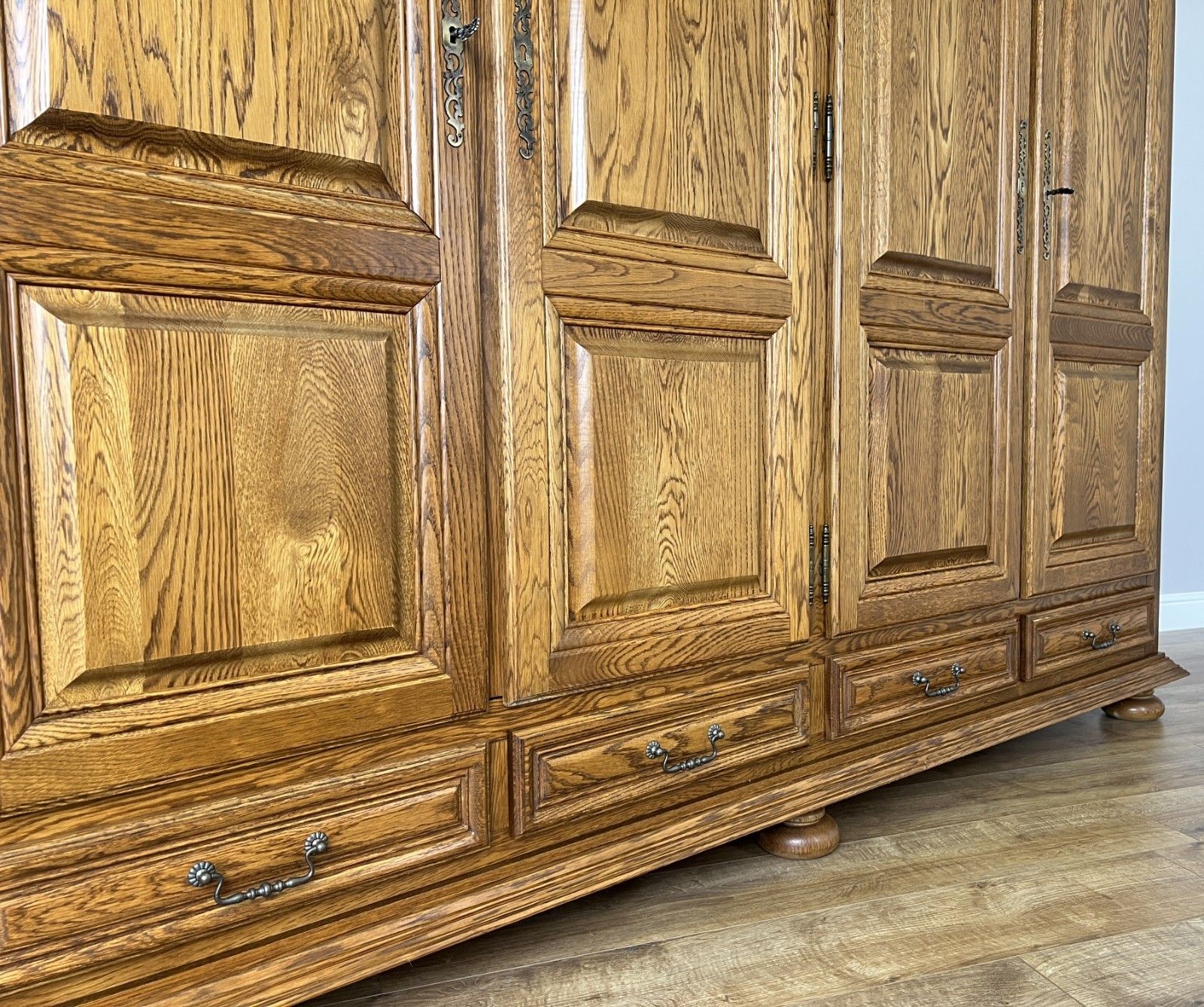 Wardrobe Vintage French Style Four Door Carved Armoire Cabinet Lot 6119 photo vinterior
