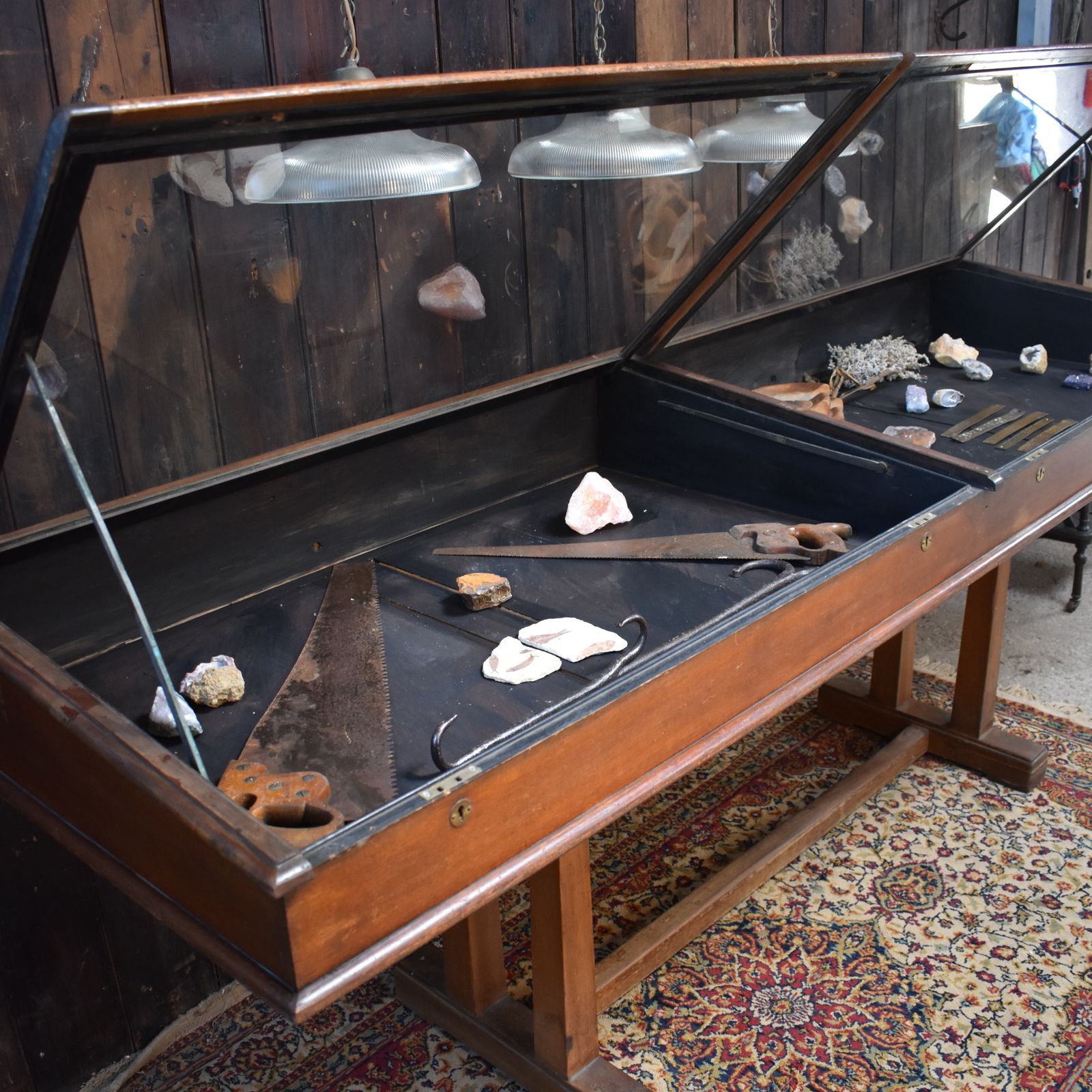 Antique Victorian Mahogany Museum Shop Lift Up Glass Counter Top Display Cabinet photo for sale