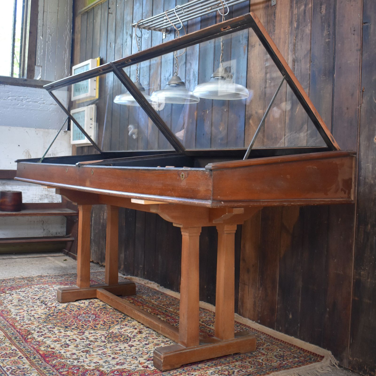 Antique Victorian Mahogany Museum Shop Lift Up Glass Counter Top Display Cabinet photo vintage