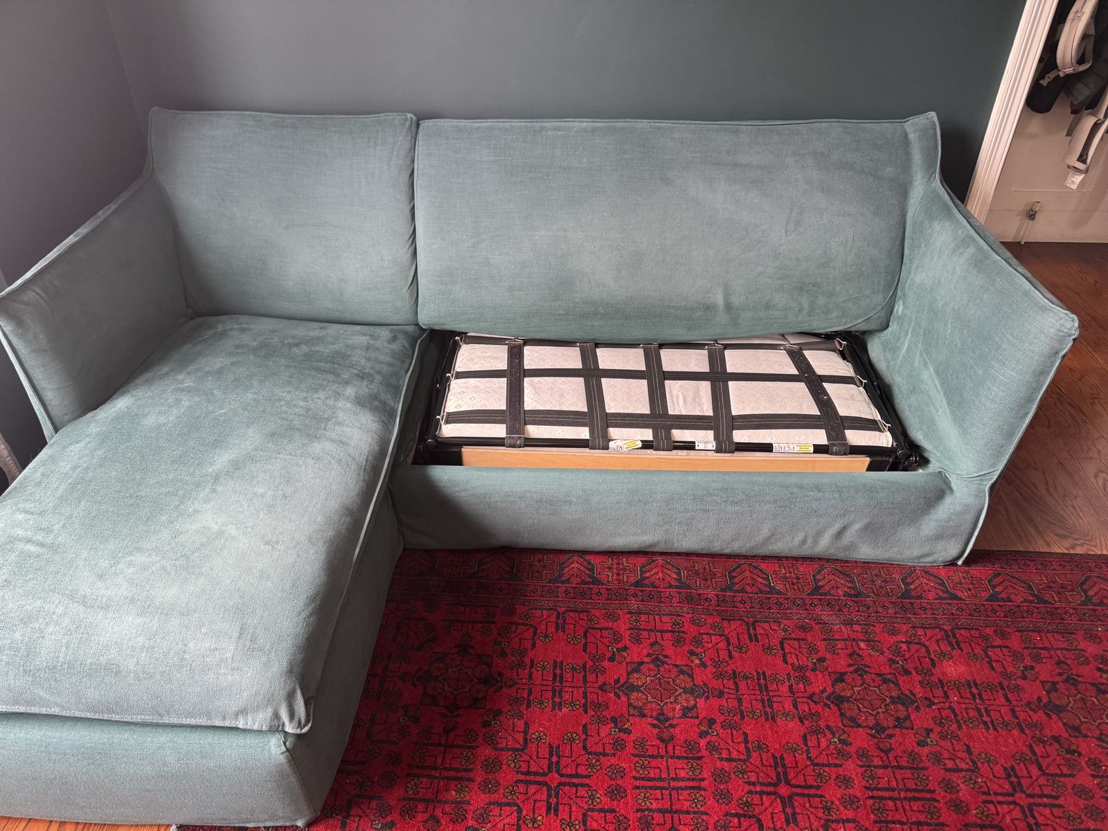 Love Your Home Sophie Chaise Corner Sofabed In Green Cotton/Linen photo Furniture