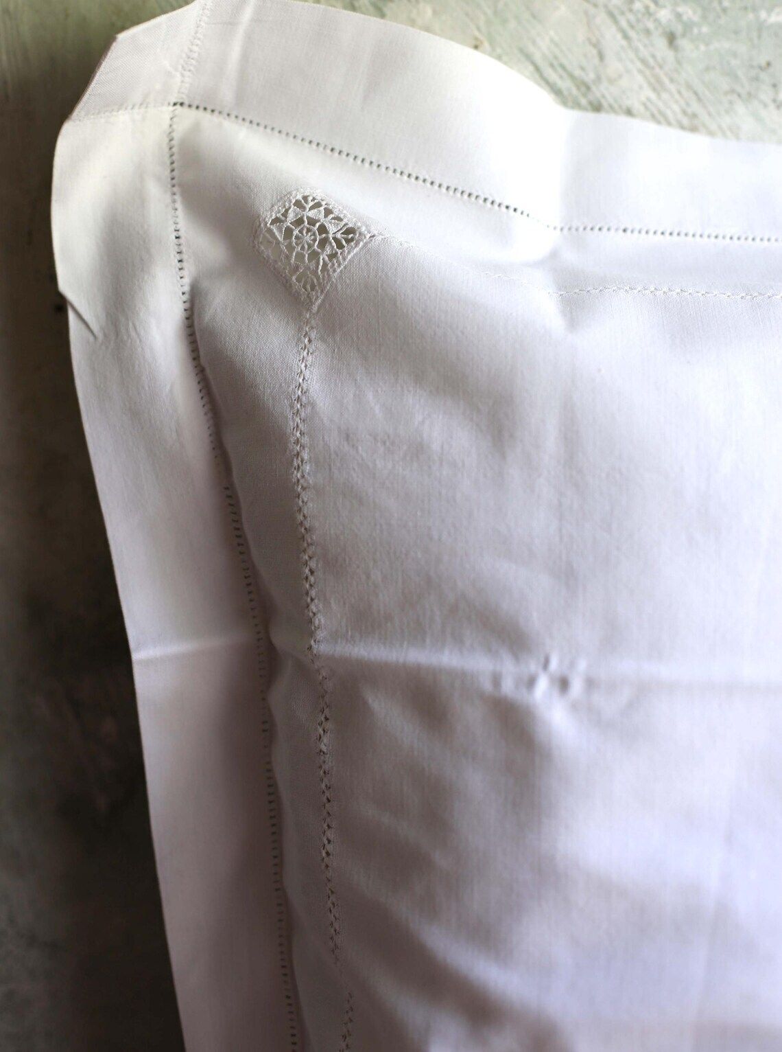 Large French Antique Pillowcase Square White Cotton Embroidered Cushion Cover photo buy
