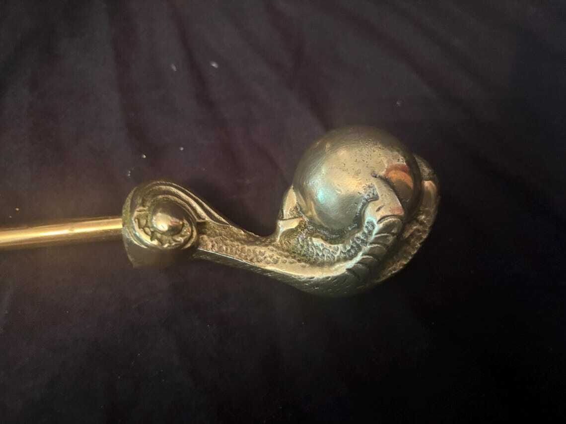Antique Gilt Brass Fire Tool Set Ball & Claw Poker Tongs Shovel Chenets Or Dogs photo vintage