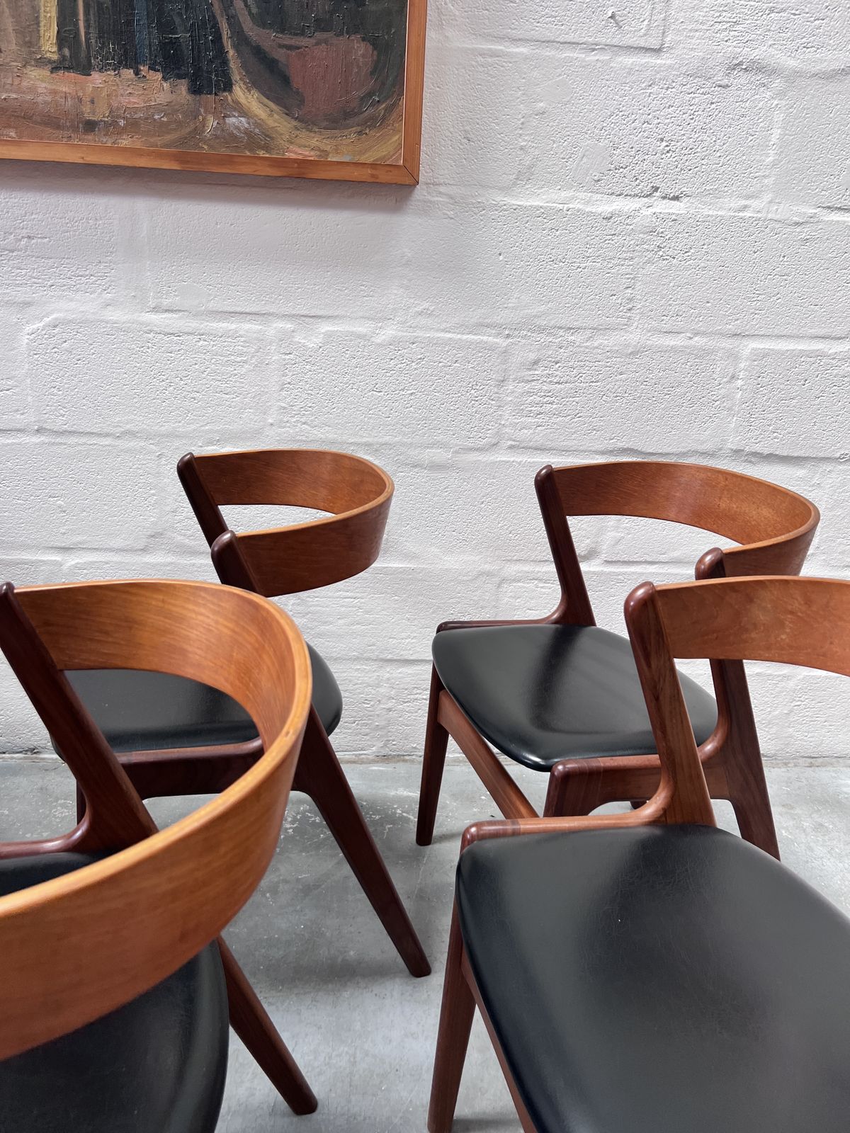 Set Of 8 Danish Mid Century Kai Kristiansen Model 68 “Fire” Dining Chairs, 1960s photo buy