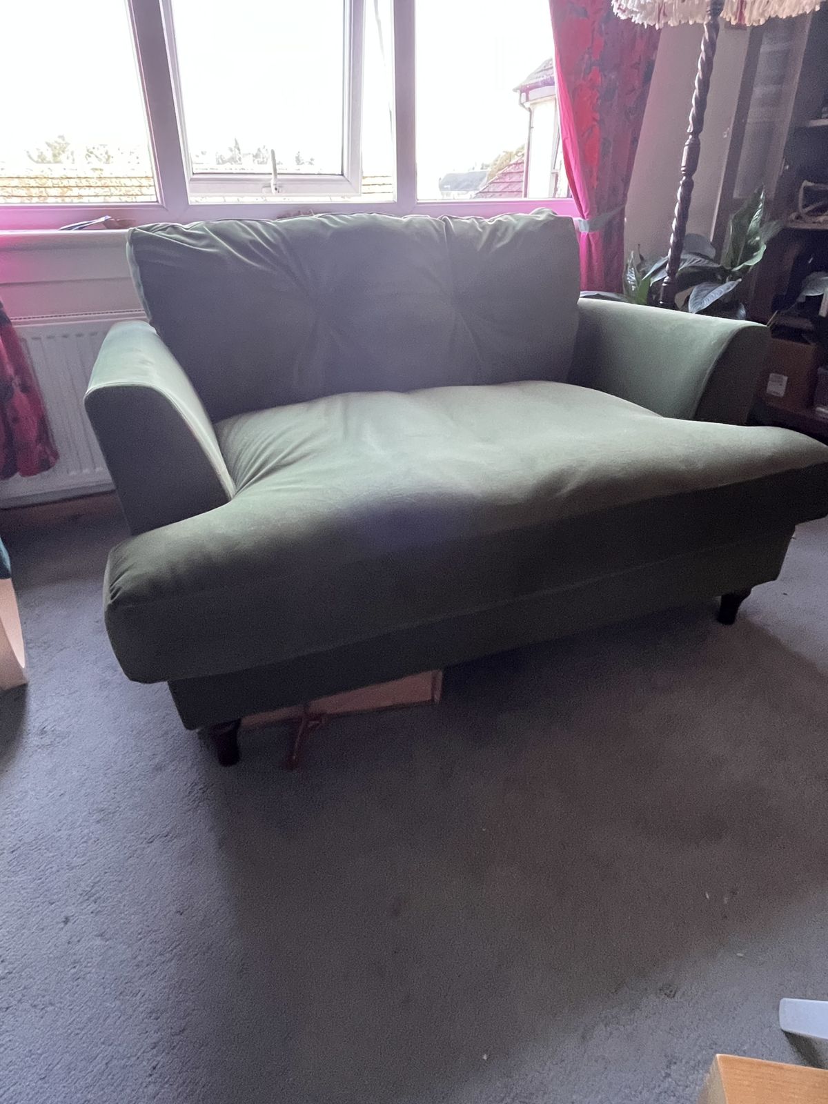 Brand New:  Patterdale Green Velvet Cuddler photo furniture