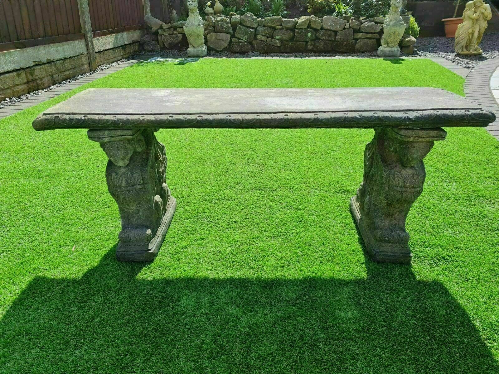 Rams Head Garden Bench Vintage , English Stone ( Delivery Available Via Our Specialist Sister Courier Company 0248.