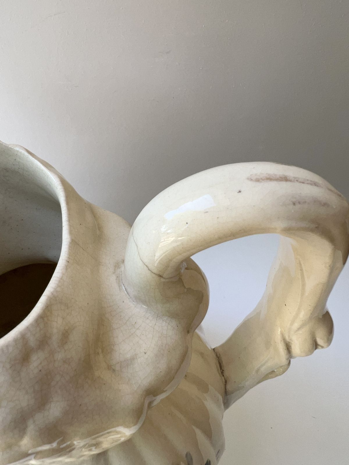Large Antique Swan Handle Pottery Jug/Vase   C.1860 1900 photo 145.0