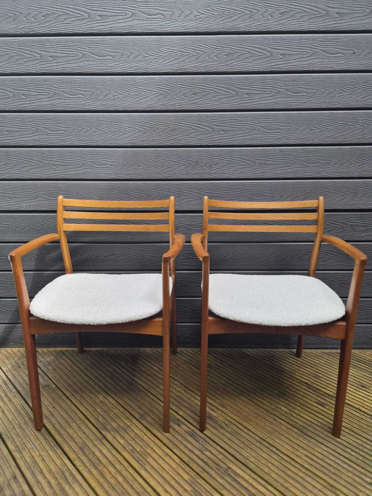 photo buy Set Of 6 Danish Mid Century Teak Dining Chairs By Farsø Stolefabrik — 4 Side + 2 Carvers — Freshly Restored