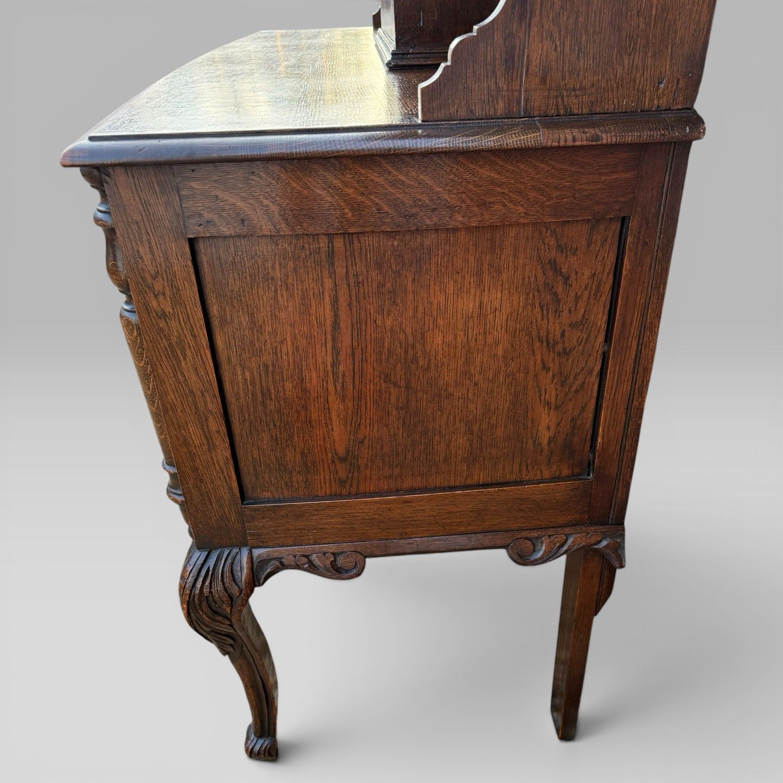 photo for sale Antique Late Victorian Oak Bowfront Dresser Green Man Carvings Cabriole Legs
