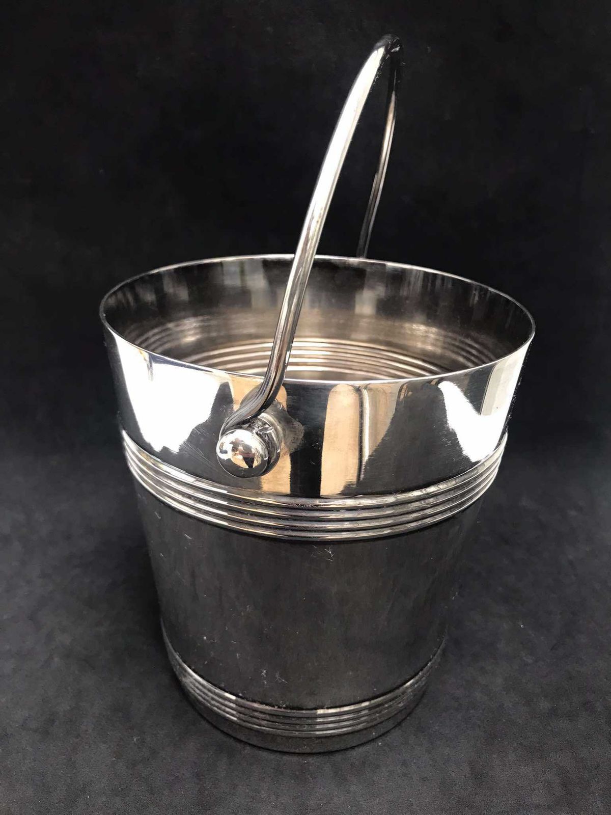 Vintage Christofle Biarritz Ice Bucket: Silver Plated Art Deco Barware photo for sale