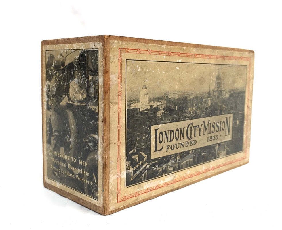 Antique London City Missionary Society Collection Money Box Missions To Men 1965