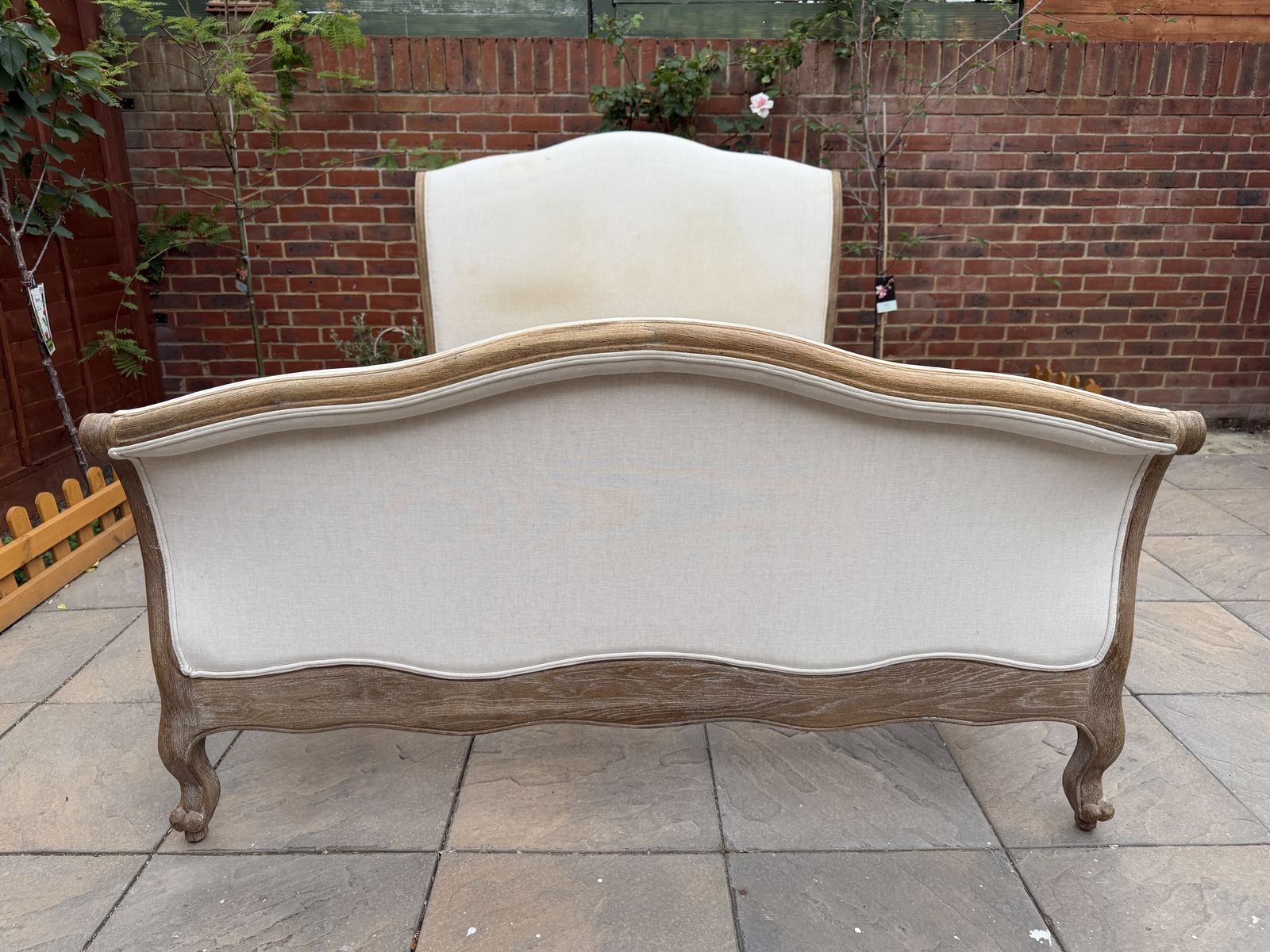 photo furniture Stunning Loaf Antoinette French Sleigh Upholstered Solid Oak Double Size Bed Frame   Rrp £1,395