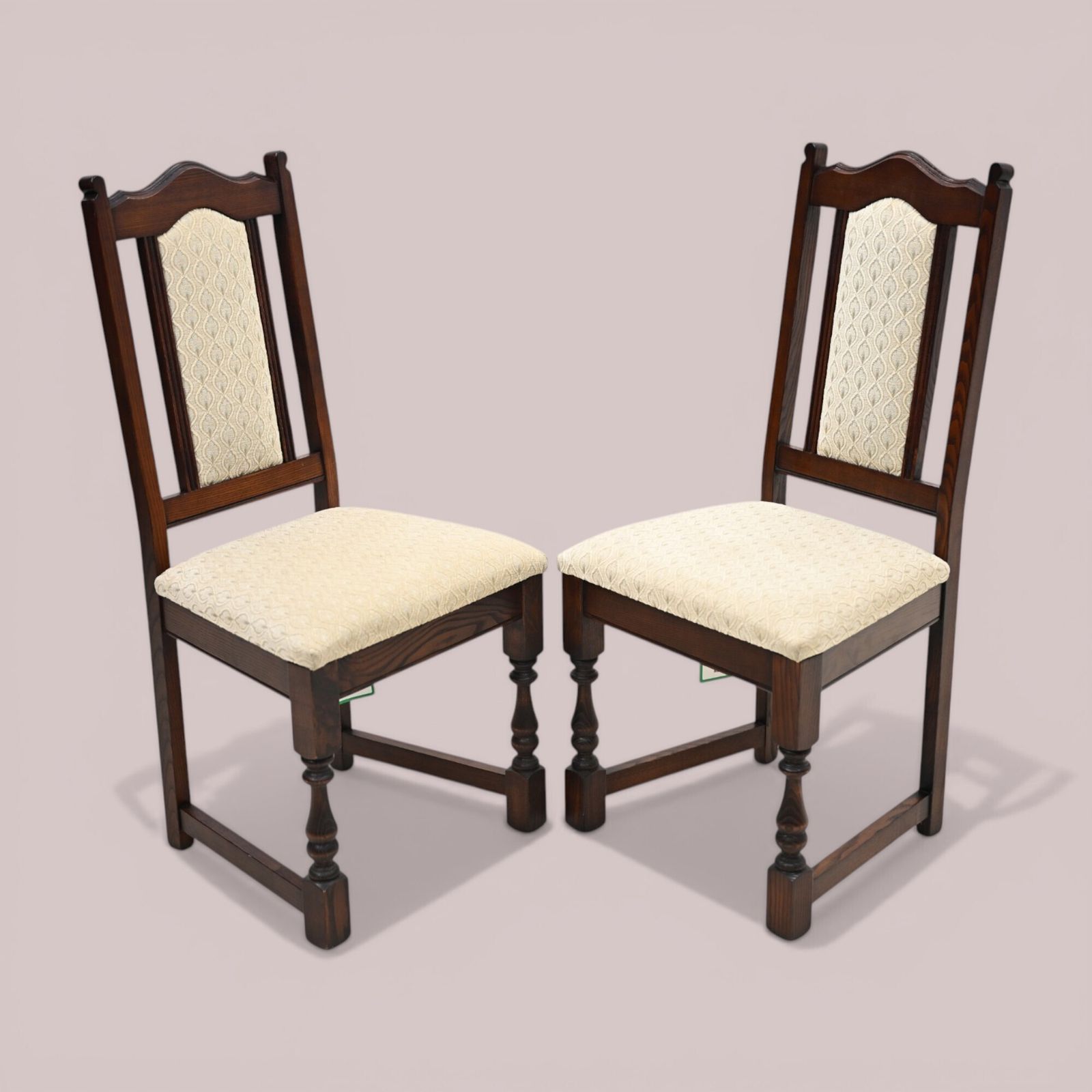 photo furniture 2 Old Charm Dining Chairs Solid Oak Tudor Brown Finish Exc Free Uk Delivery