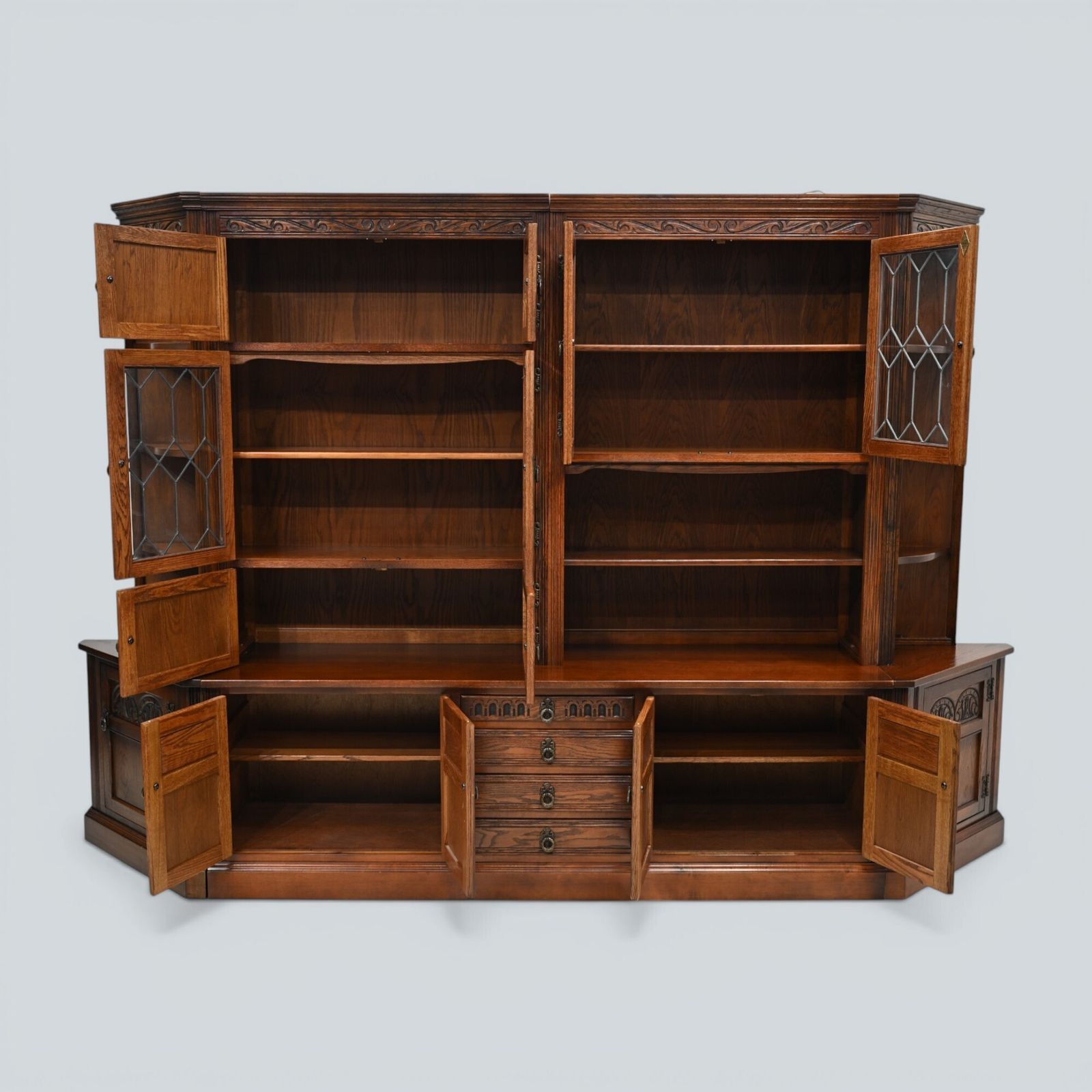 Old Charm Wall Unit Display Bookcase Tudor Brown Free Uk Delivery* photo vinterior