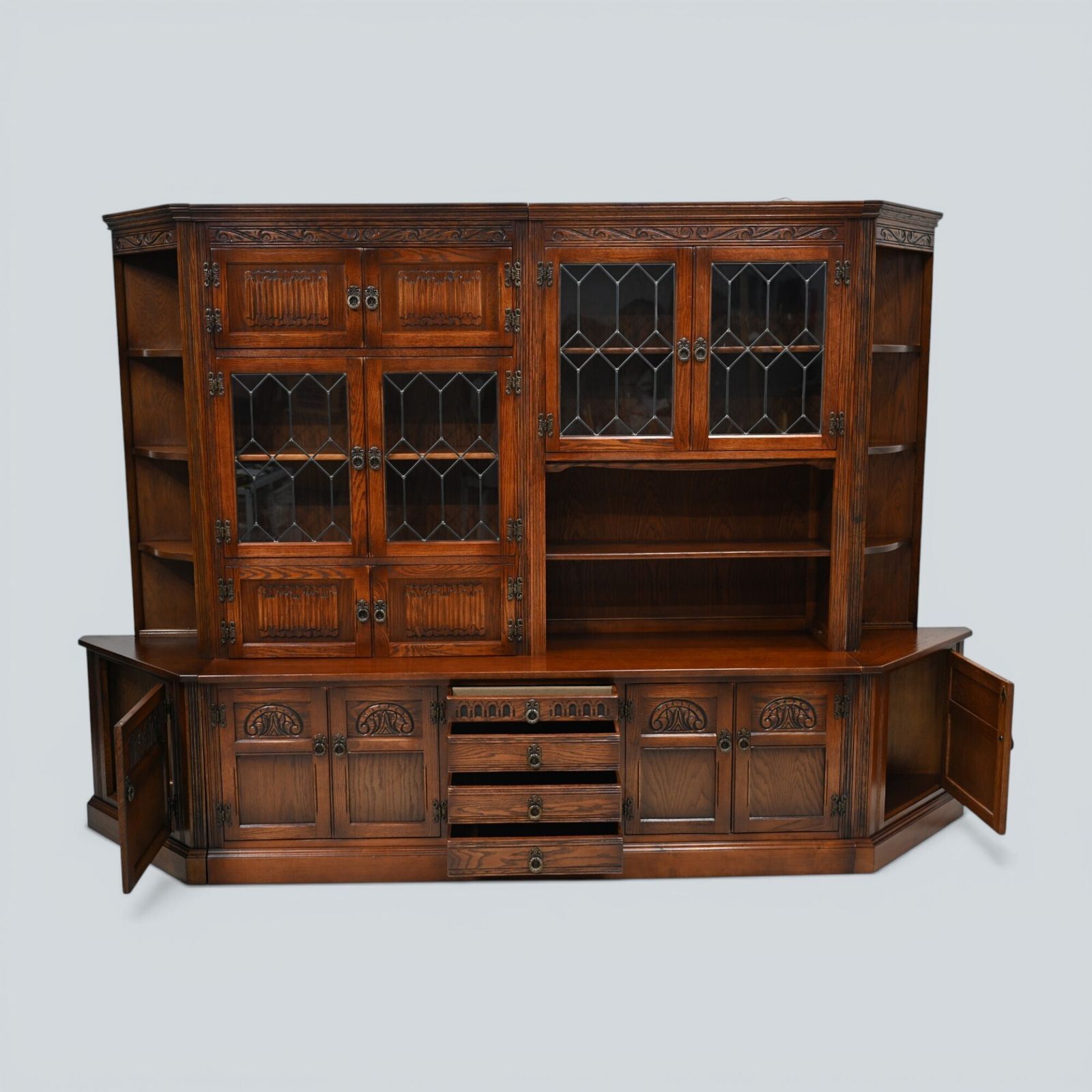 Old Charm Wall Unit Display Bookcase Tudor Brown Free Uk Delivery* photo buy