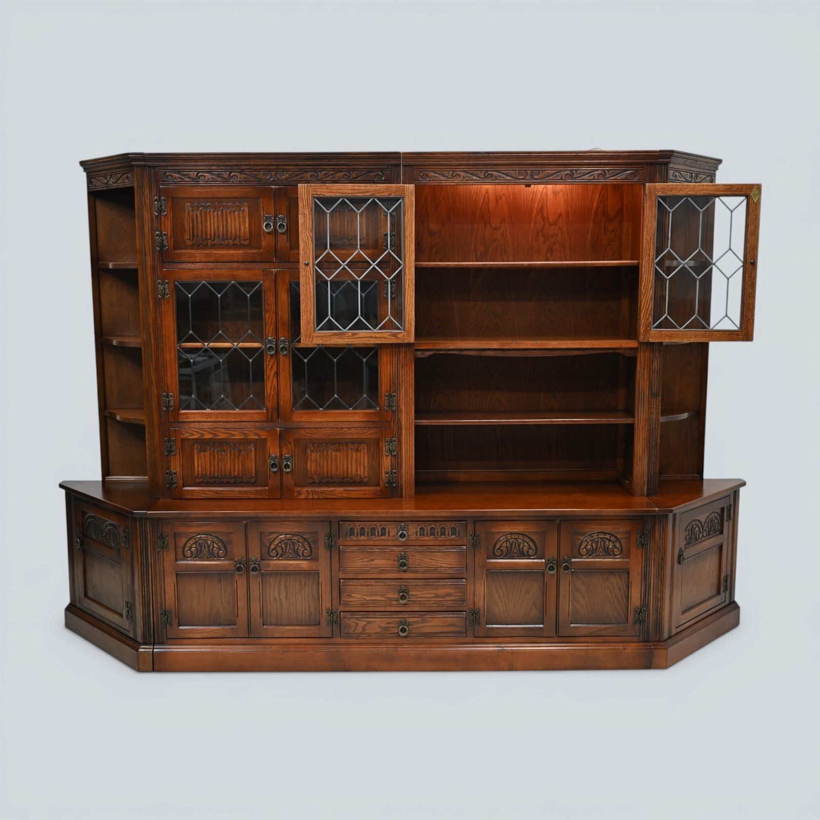 photo furniture Old Charm Wall Unit Display Bookcase Tudor Brown Free Uk Delivery*