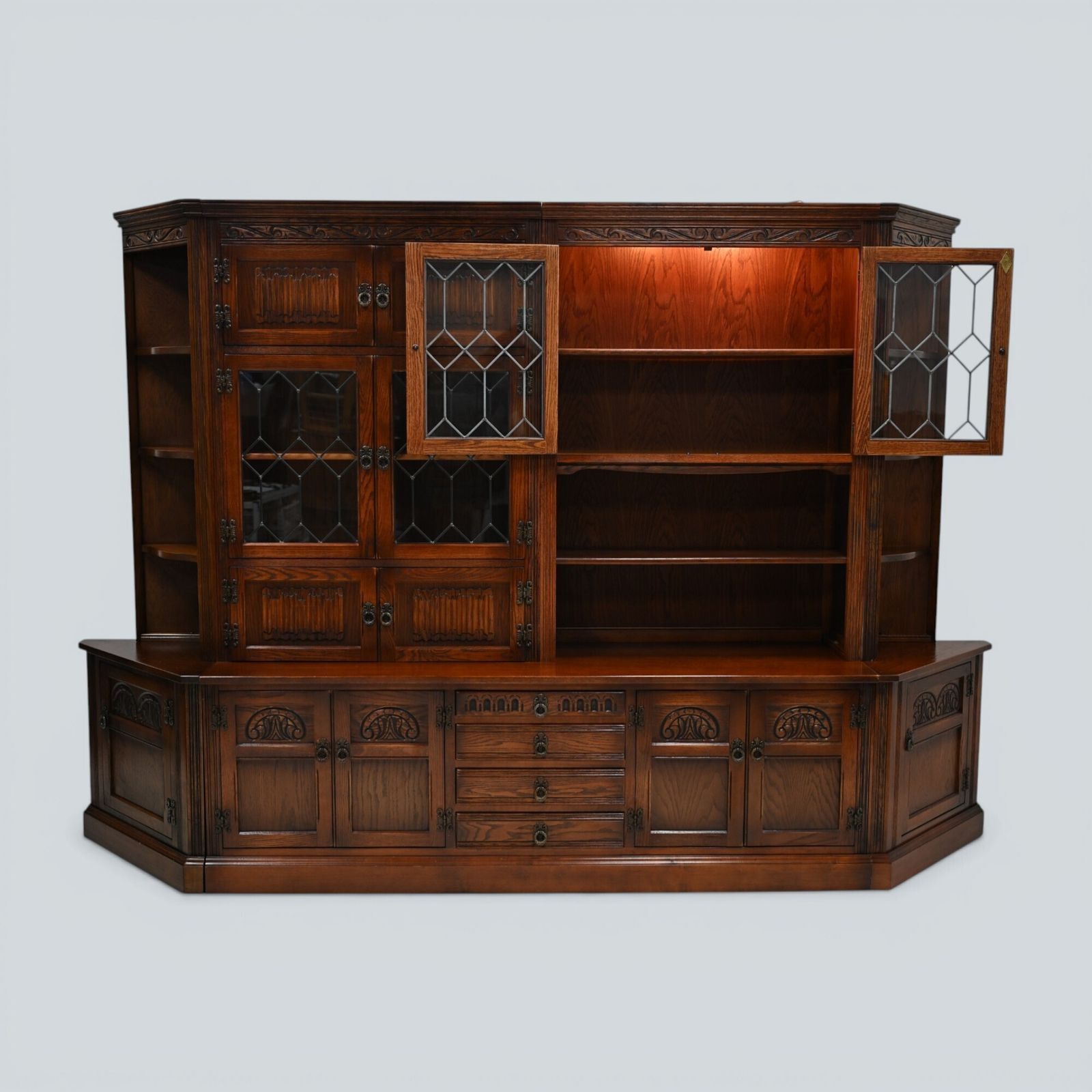Furniture Old Charm Wall Unit Display Bookcase Tudor Brown Free Uk Delivery* photo