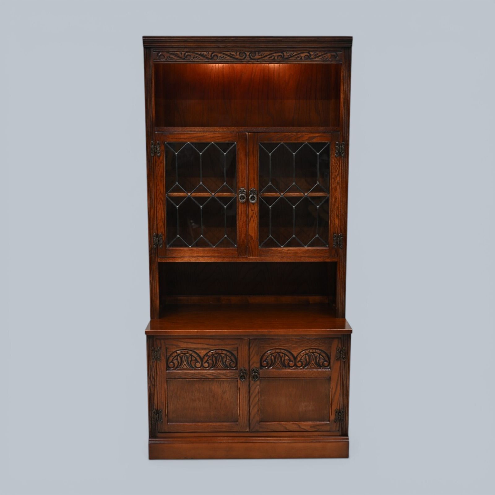photo vinterior Old Charm Wall Unit Bookcase Display Oak Tudor Brown Free Delivery*