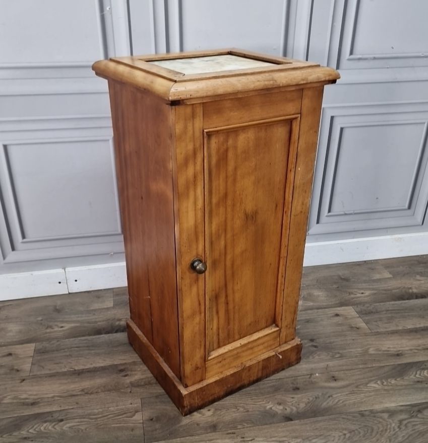 Antique Pot Cupboard Nightstand Bedside Marble Top Cabinet Victorian Edwardian