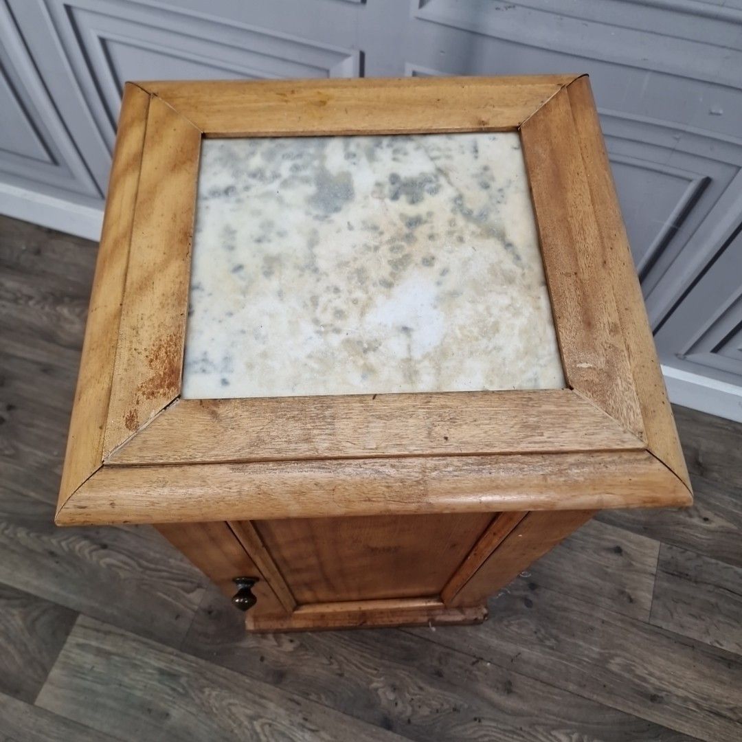 Antique Pot Cupboard Nightstand Bedside Marble Top Cabinet Victorian Edwardian photo for sale