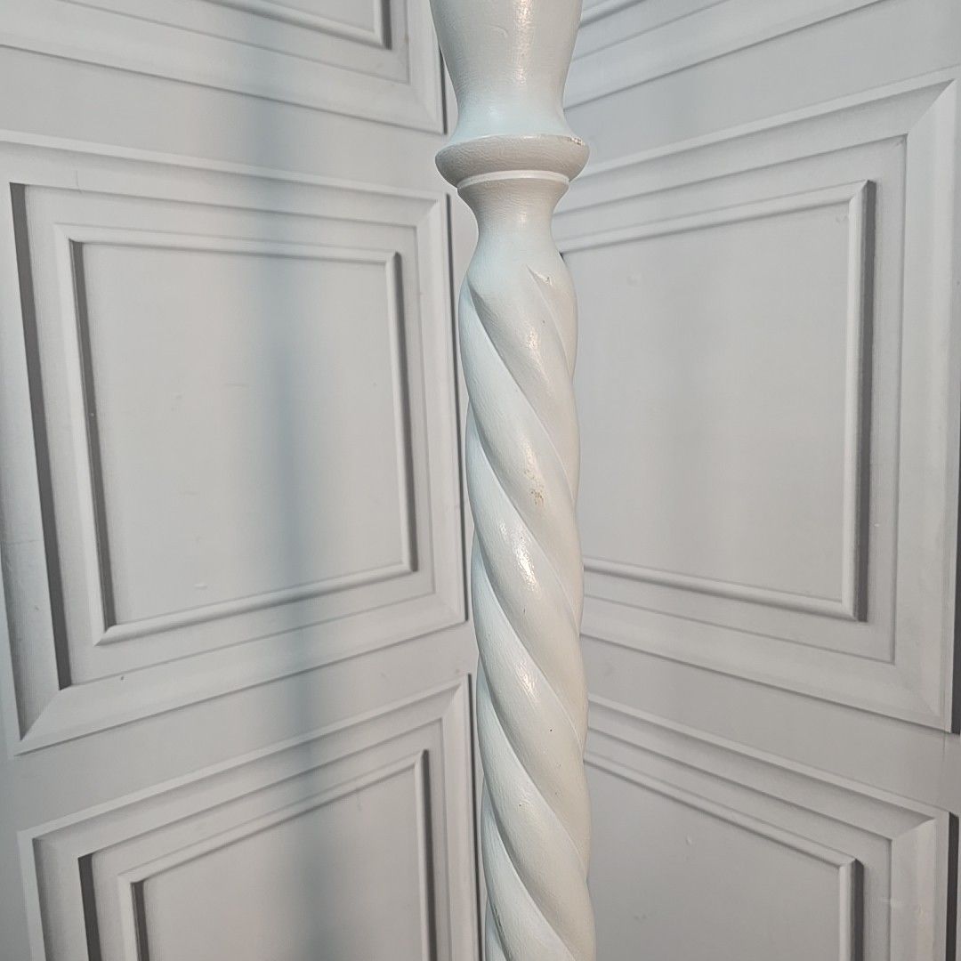 photo for sale Retro Vintage Standard Lamp Painted Wooden Barley Twist Light For Rewiring