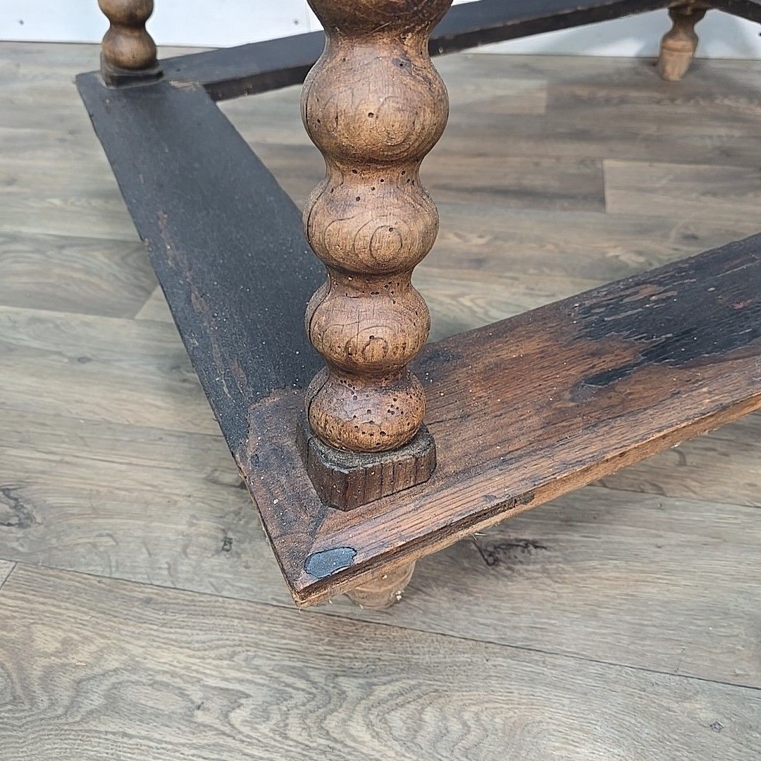Antique Spanish Payment Table  Solid Wood Bankers Lamp Hall Drawer Bobbin Legs photo vinterior