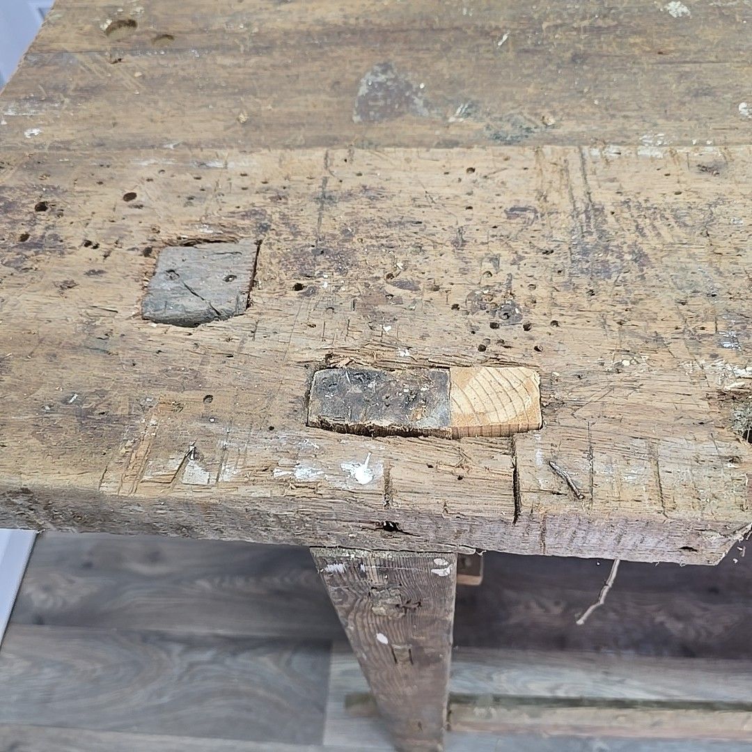 photo buy Vintage Industrial Wood Workbench – Rustic Table Kitchen Island Factory Antique
