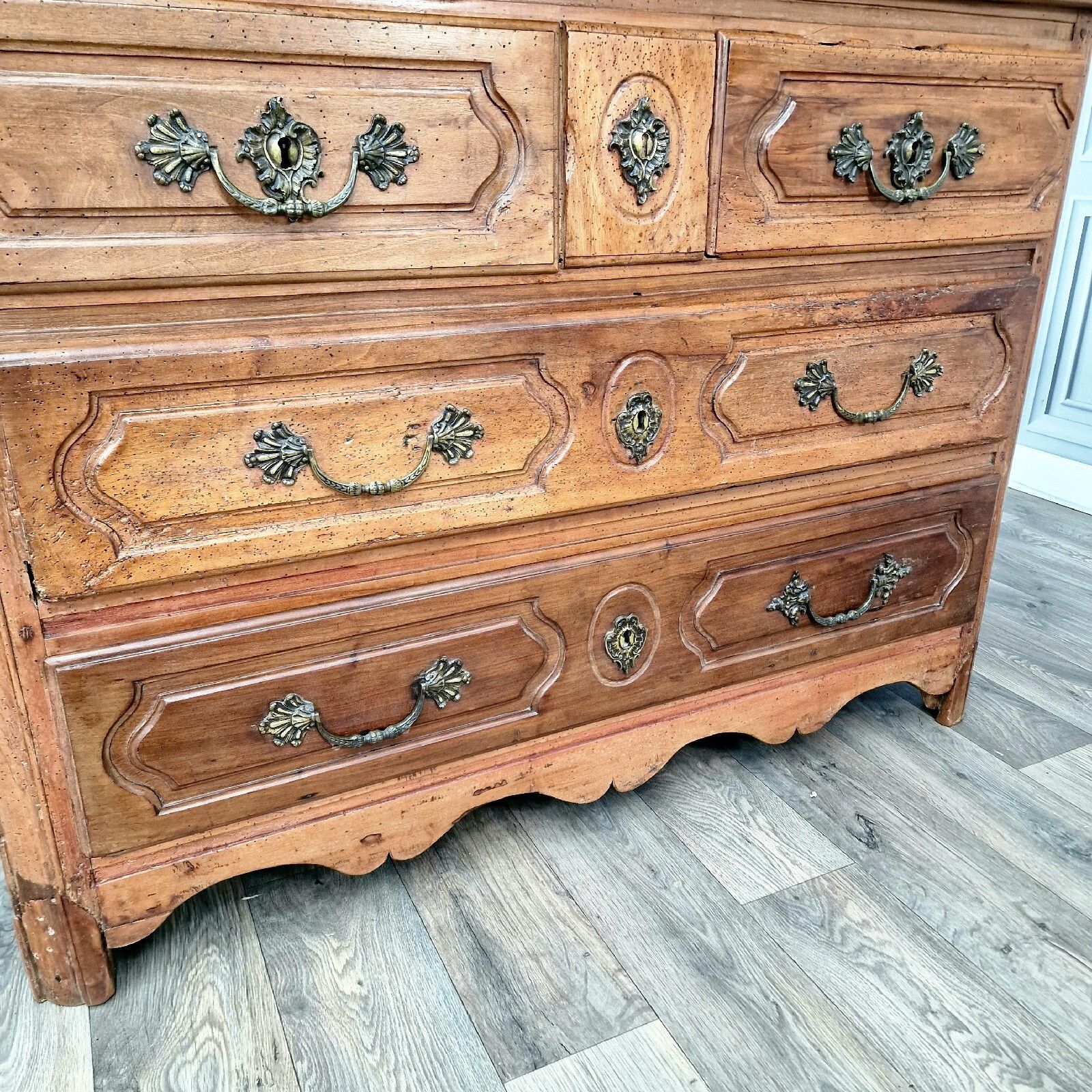Antique Spanish Chest Of Drawers Commode 18th Century Cherry Wood Georgian photo vinterior