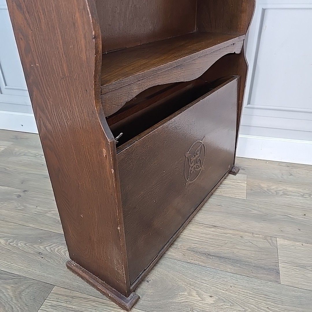 Furniture Antique Bureau Bookcase Letter Rack – Arts & Crafts Storage  Wooden Oak photo