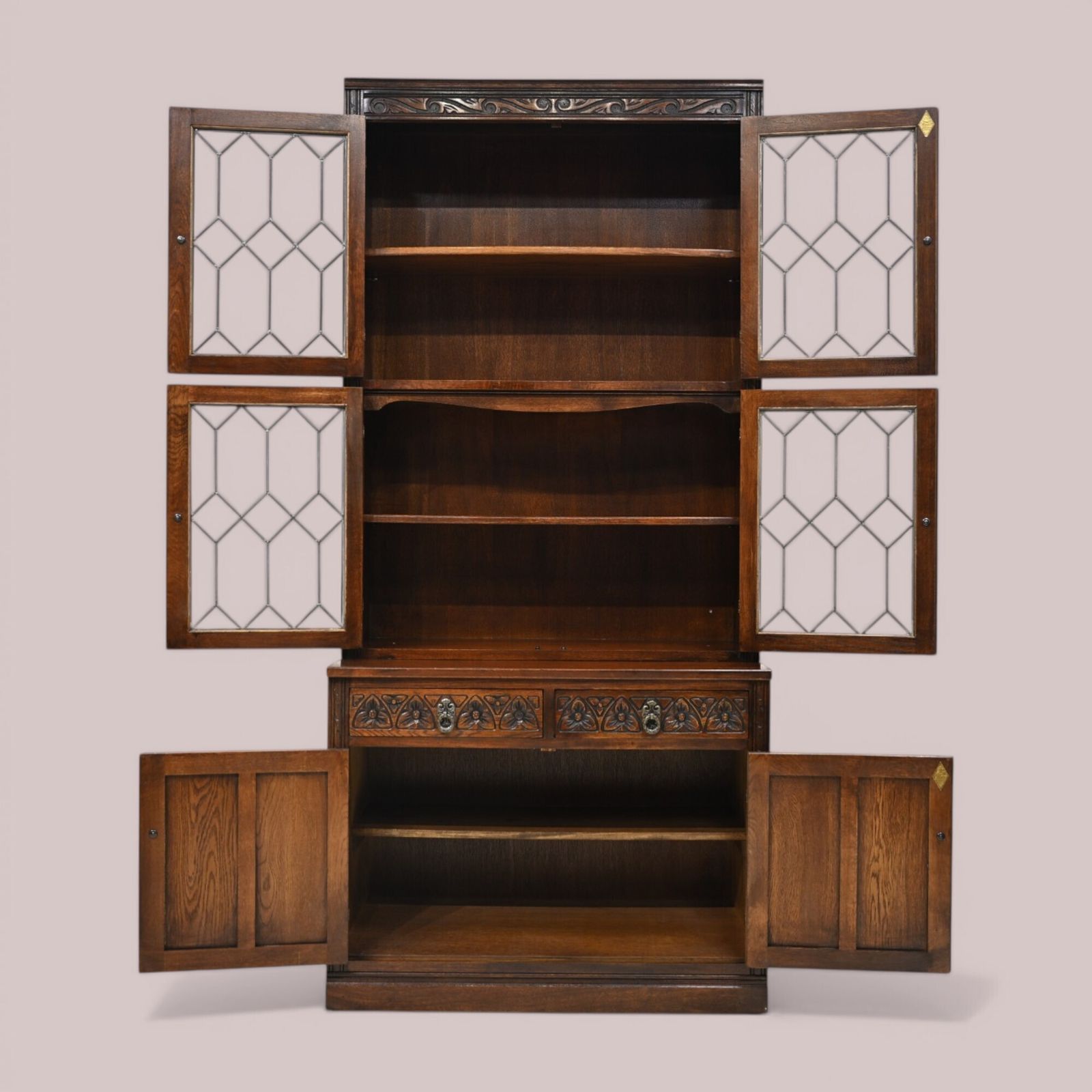427.0 Old Charm Wall Unit Bookcase Display Drawers Tudor Brown Free Delivery* photo