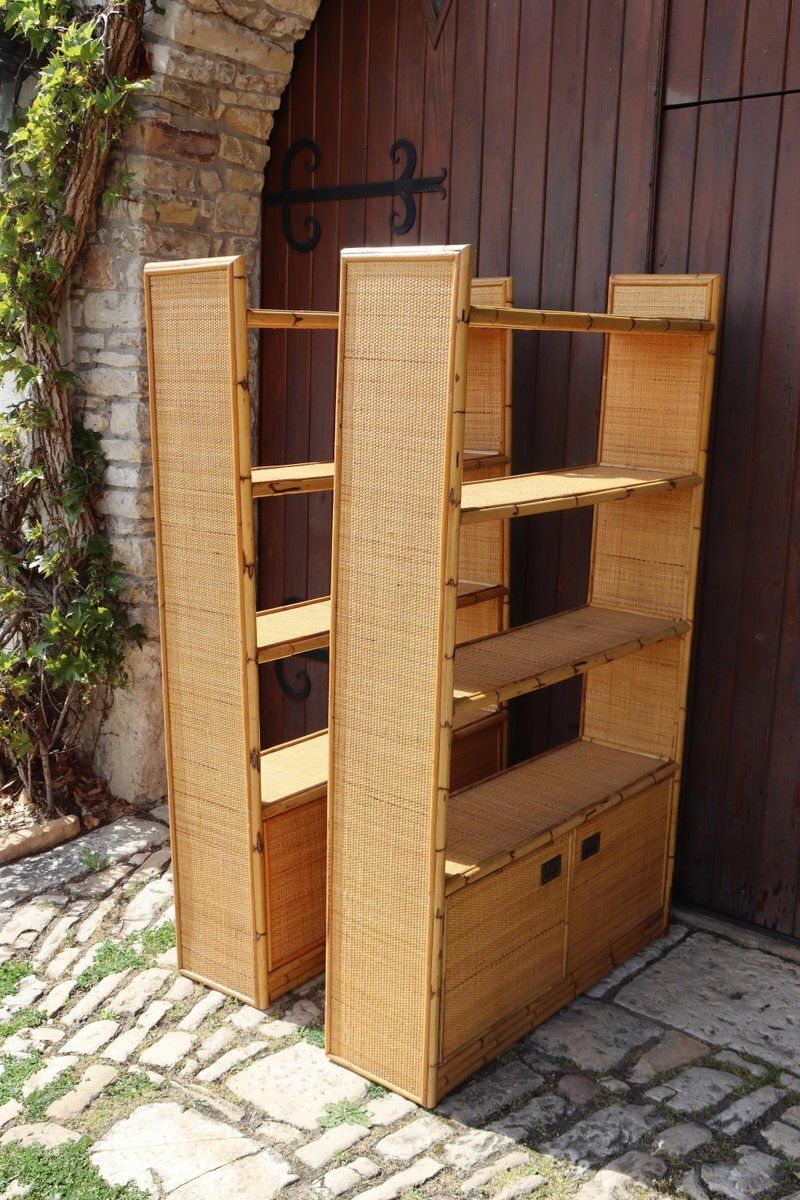 Rattan Shelves By Dal Vera, 1960s, Set Of 2 photo buy