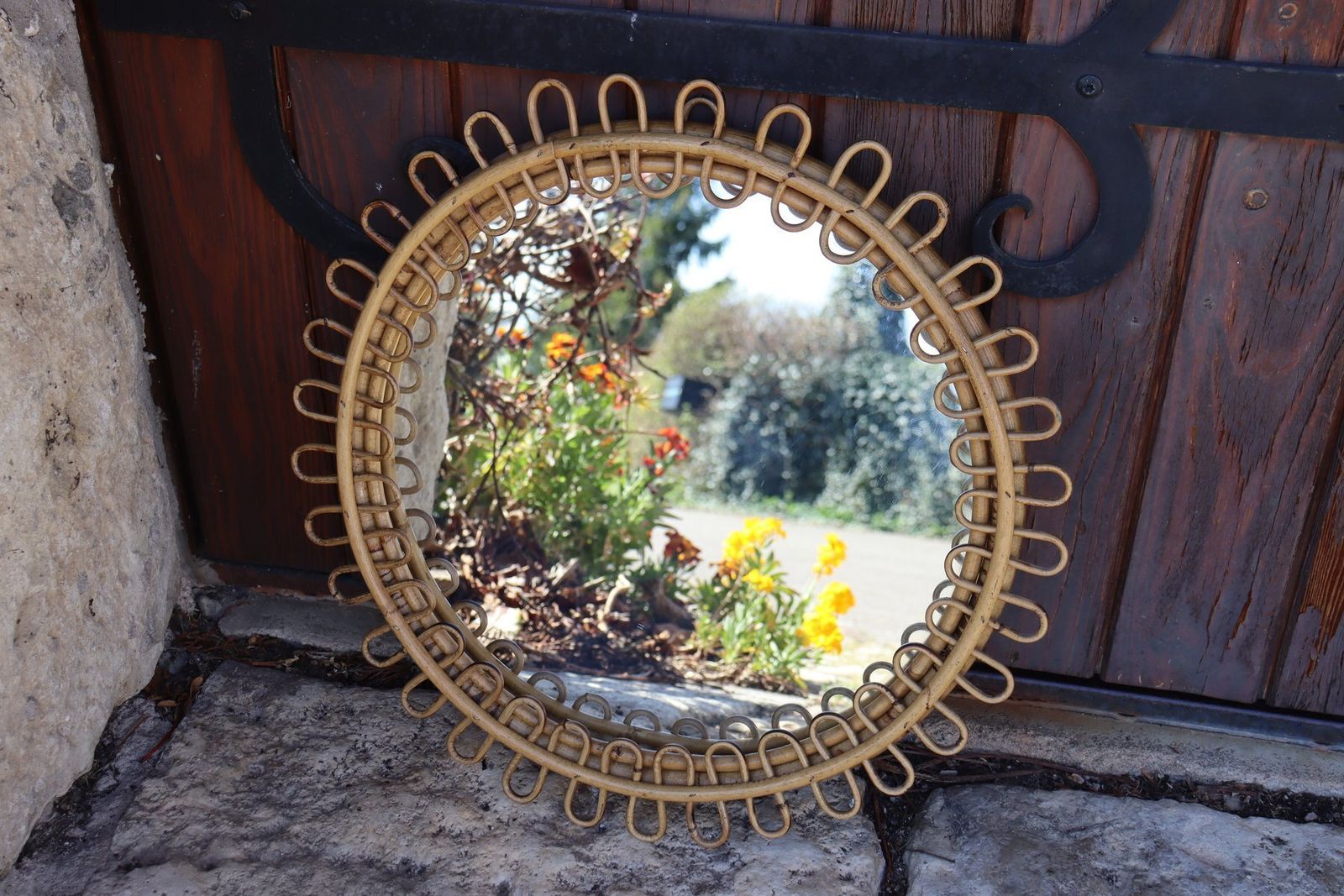 Round Rattan Mirror Attributed To Franco Albini, Italy, 1950s photo furniture