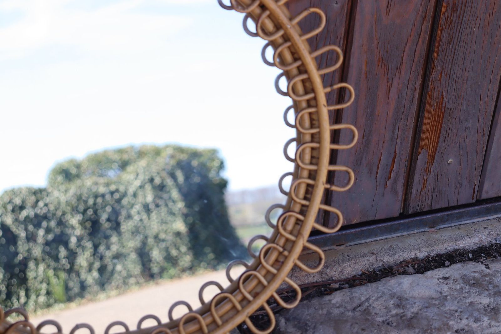Round Rattan Mirror Attributed To Franco Albini, Italy, 1950s photo Home Decor
