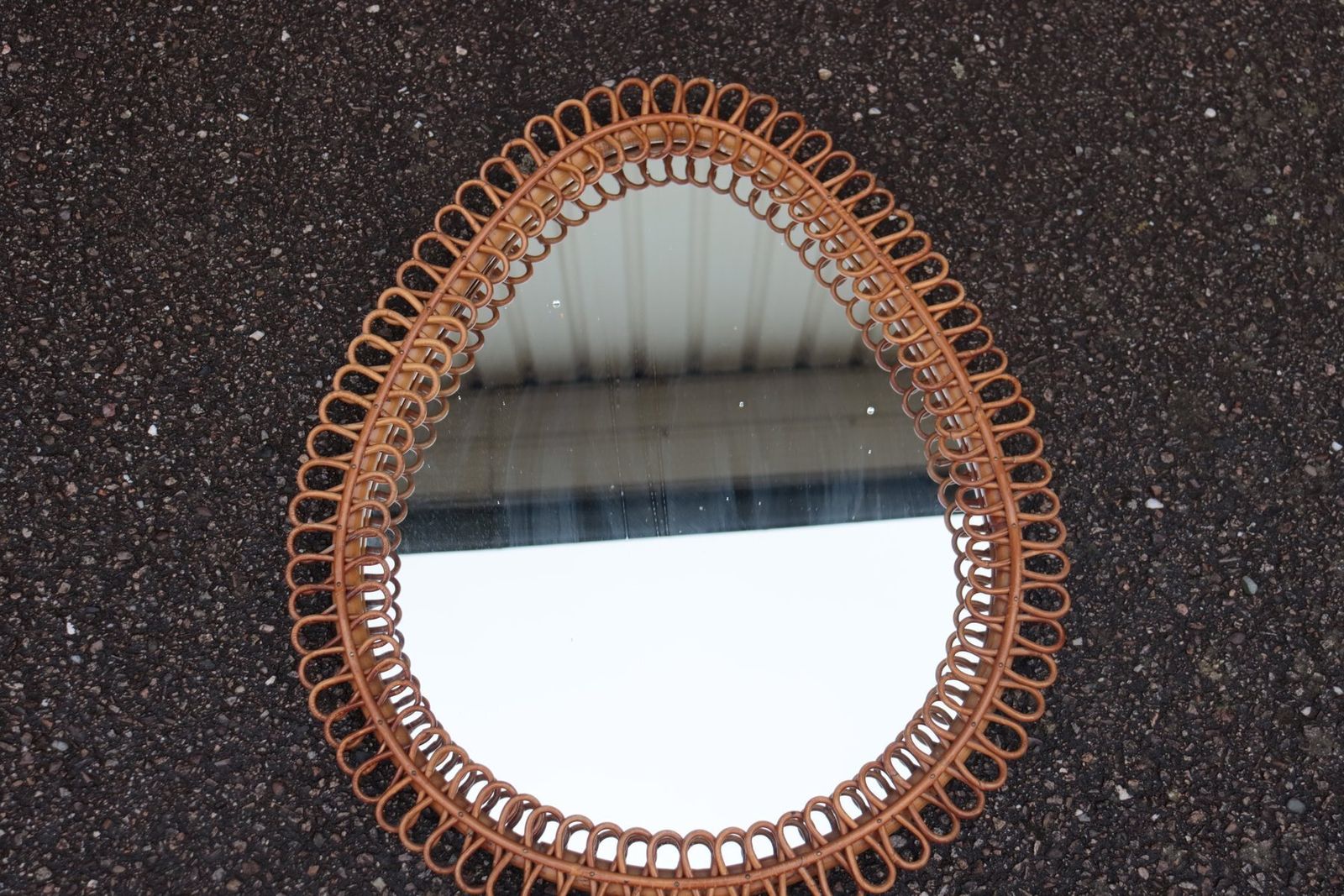Large Rattan Mirror Attributed To Franco Albini, Italy, 1960s photo furniture